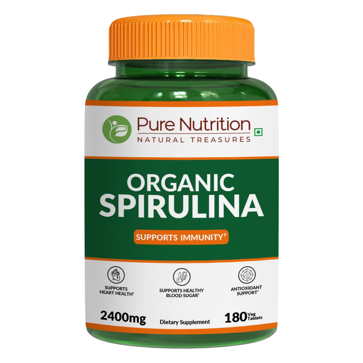 Pure Nutrition Natural Treasures Organic Spirulina 2400mg per Serving Tablets 180