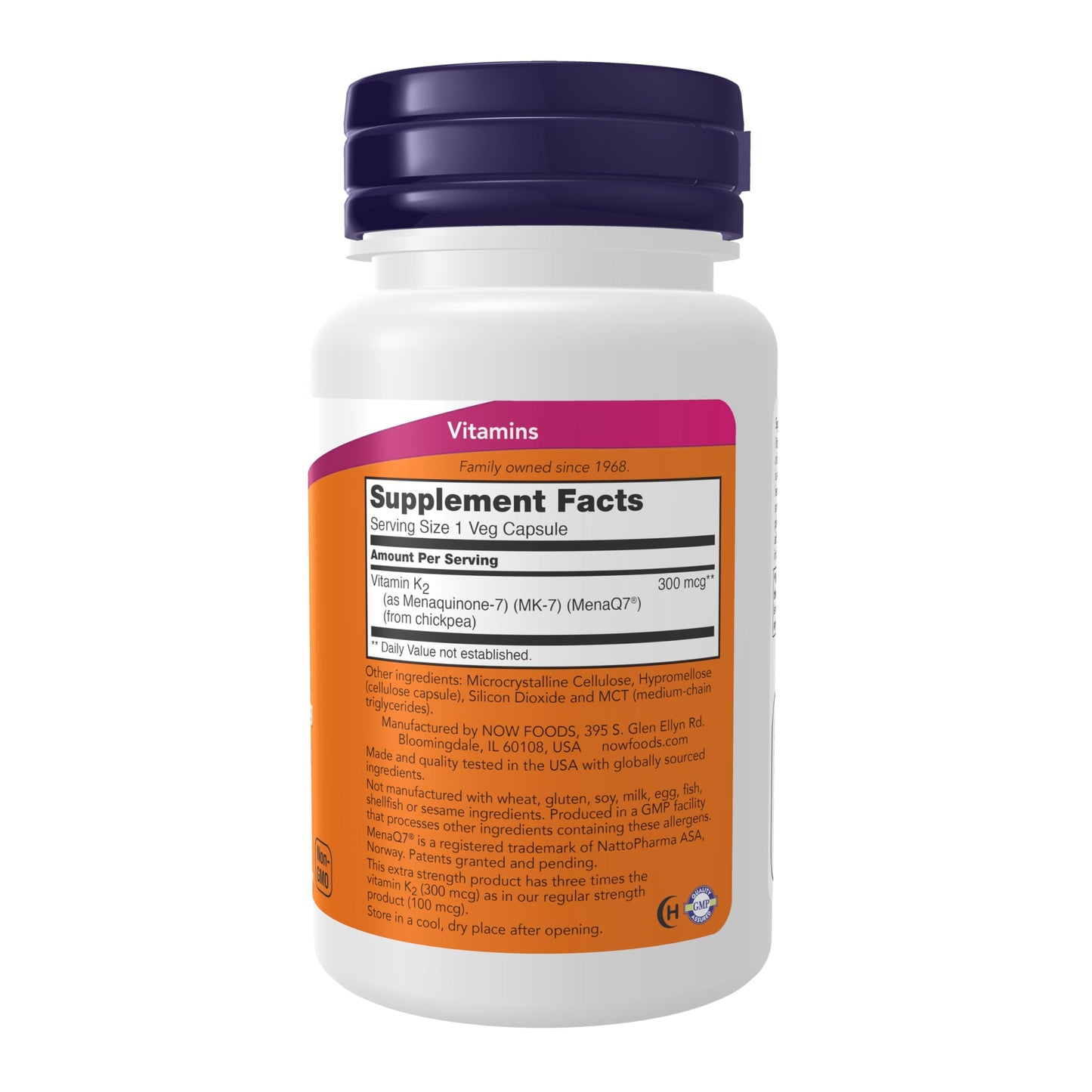 NOW Foods Vitamin K2 (MK-7) 300 mcg, Extra Strength, Supports Bone Health*, 60 Veg Capsules