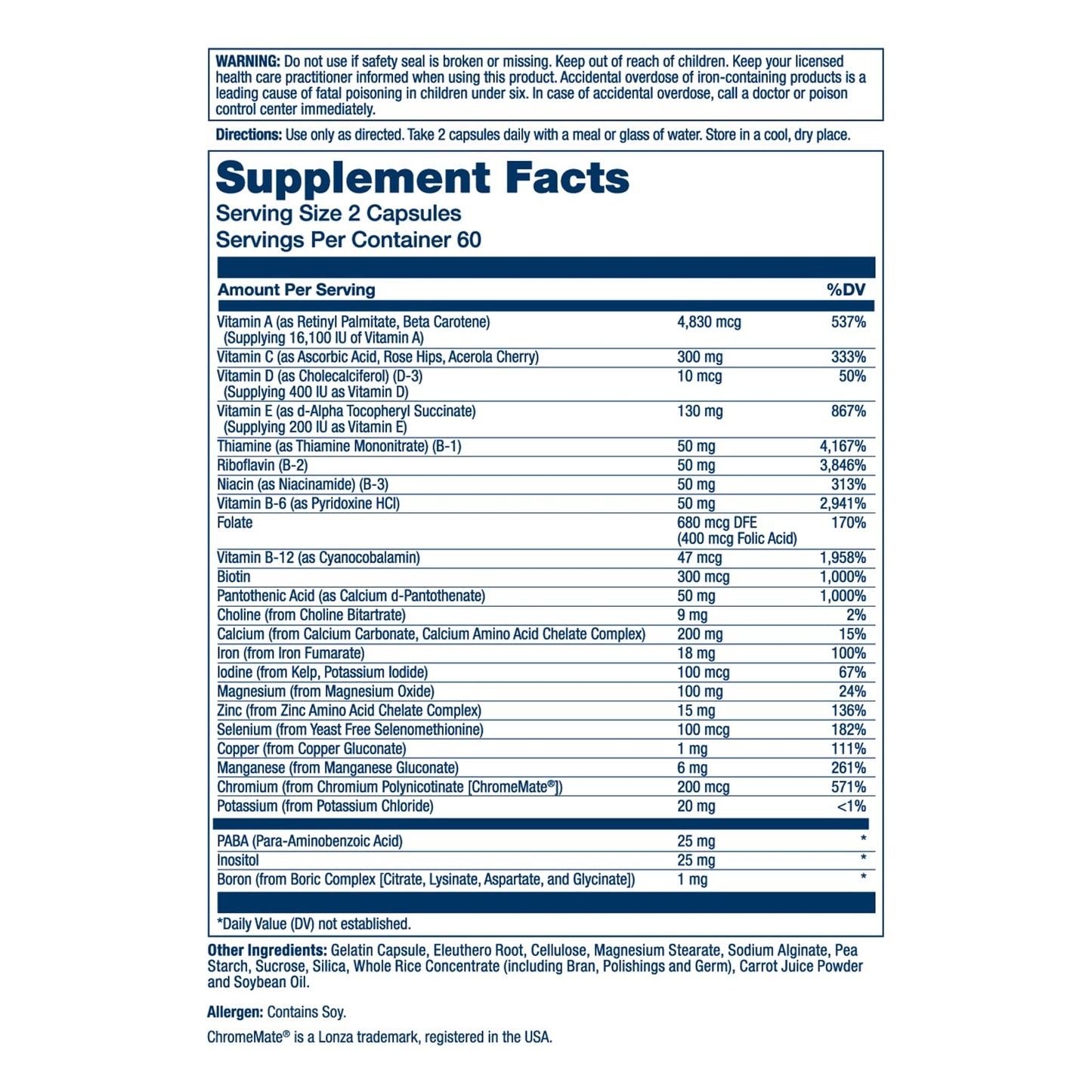 SOLARAY Multi Energy Multivitamin Twice Daily Capsules, 120 Capsules
