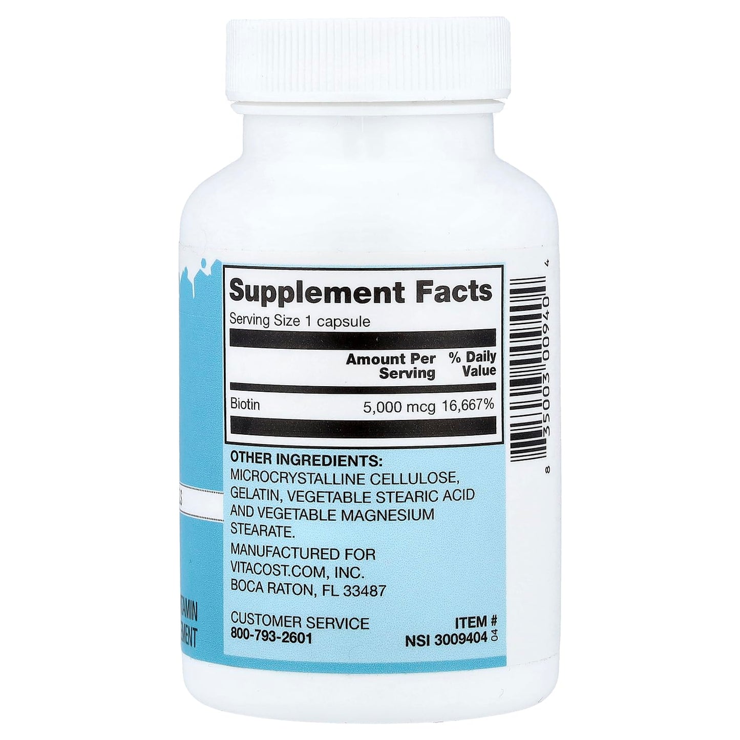 Vitacost Brand Biotin 5,000 mcg Capsules, 120 Count