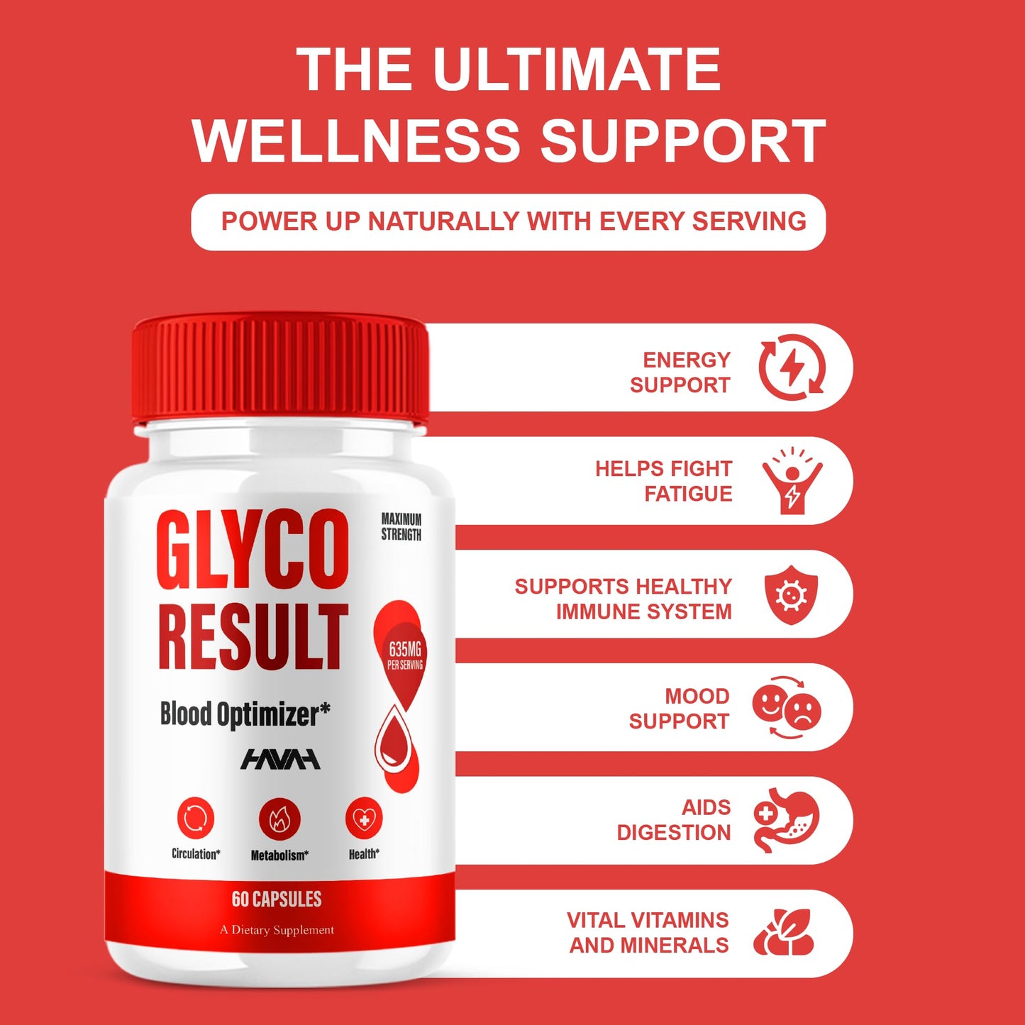 Havah Glyco Result Blood Optimizer & Overall Health, 120 Capsules
