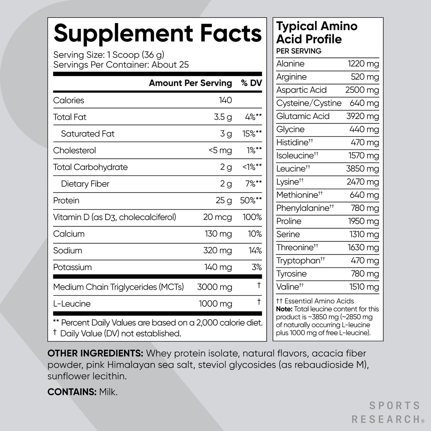 Sports Research 100% Whey Protein Isolate Fruity Cereal Powder 32.1 oz