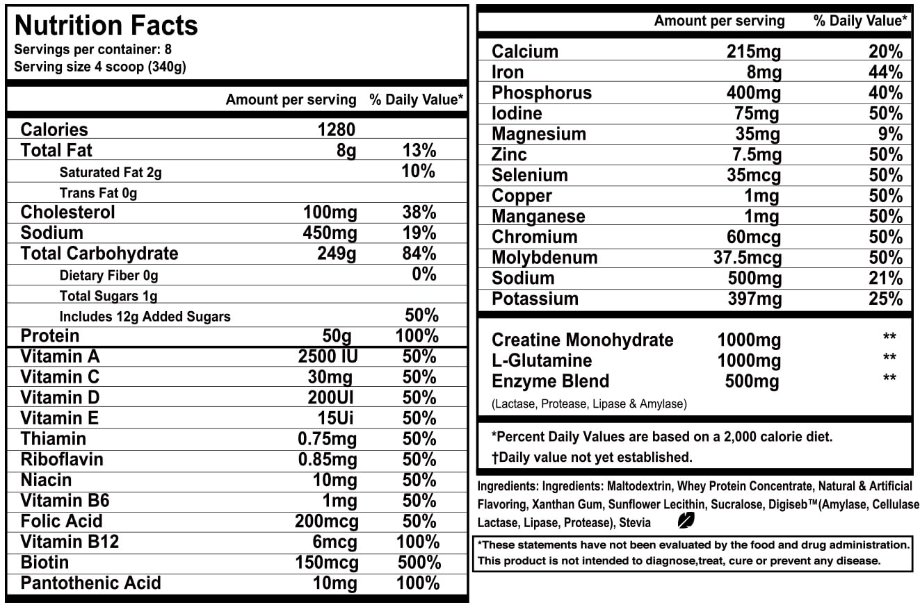 MUSCLEOLOGY Weight Gainer Whey Protein Powder Vanilla, 7.8 lb
