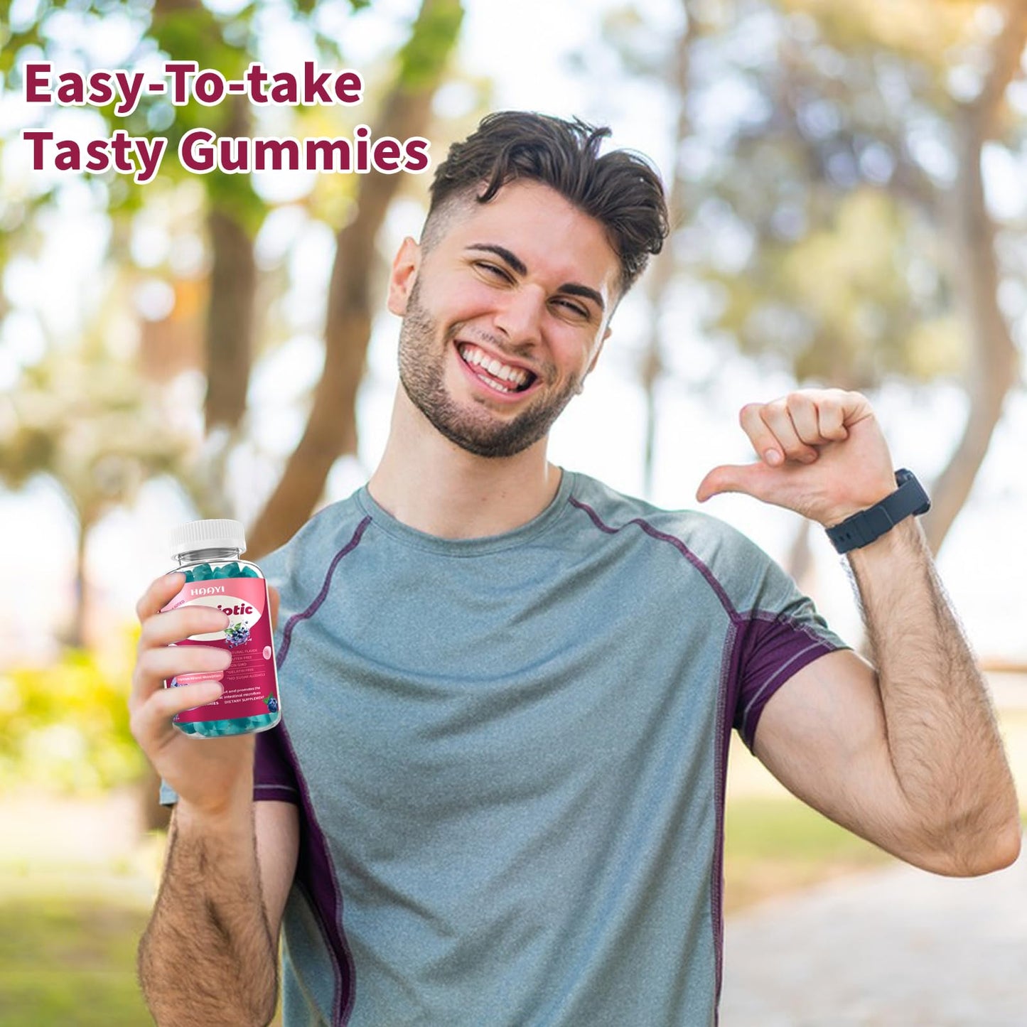 HAAYI Prebiotic Fiber Supplement Gummies for Adults & Kids, 5g Beet FOS Fiber - Gut Health and Digestive Support, Mineral Absorption, Soluble Fiber, Zero Sugar Added, Vegan, Gluten-Free - 60 Gummies