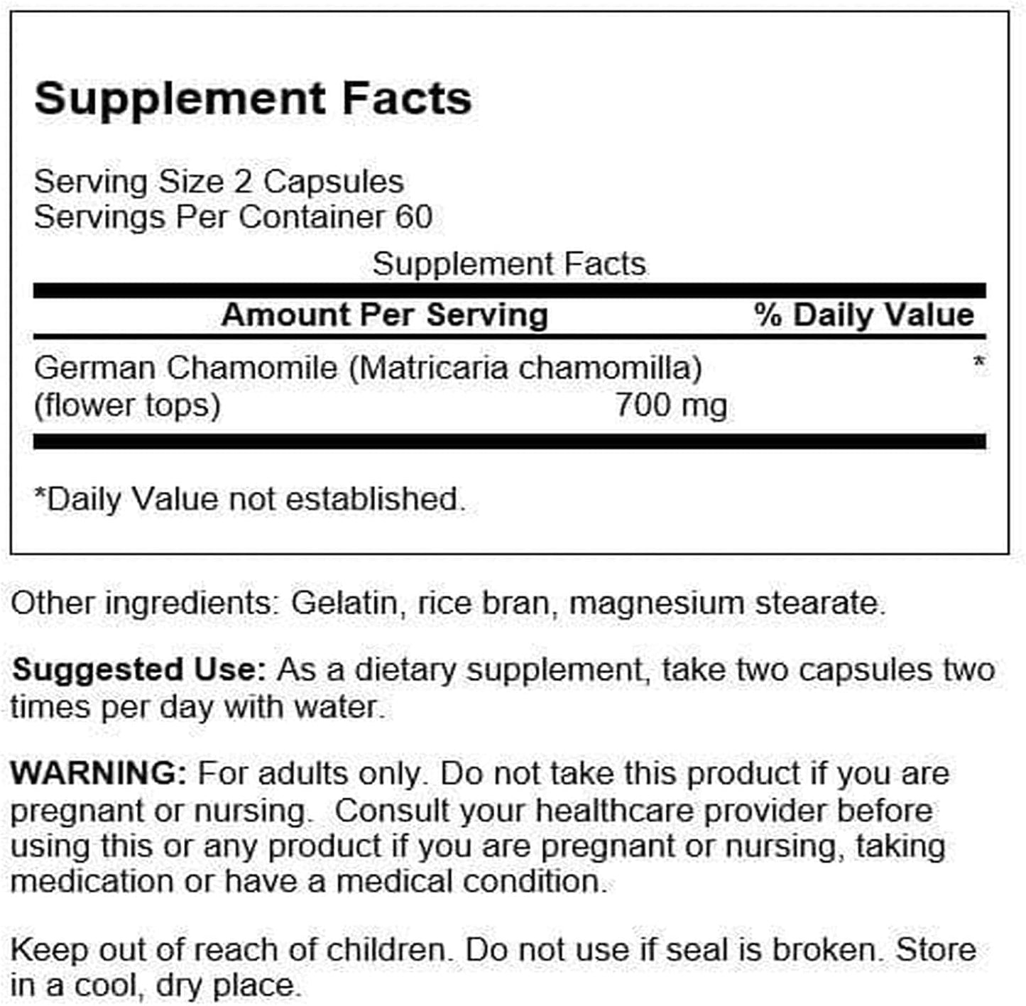 Swanson Chamomile Stress Support Capsule 120 Count