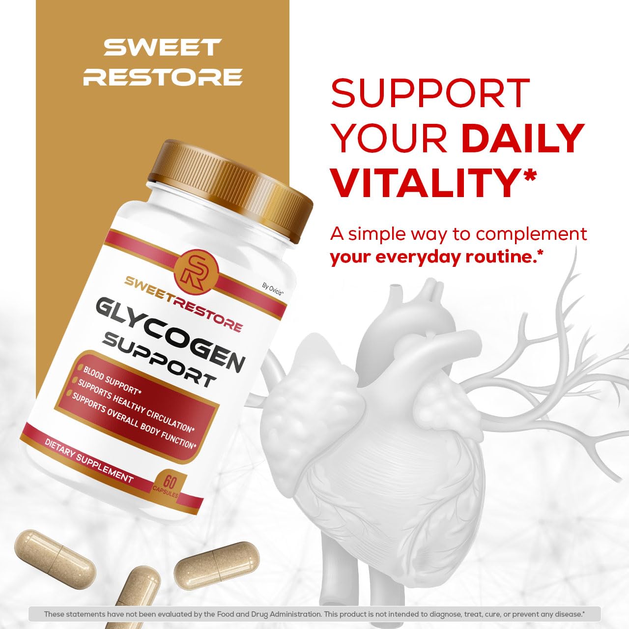 OVICIA Sweet Restore Glycogen Support Capsules, 60 Count