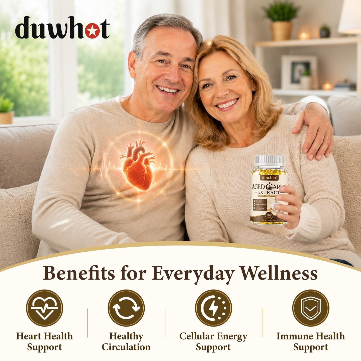 duwhot Odorless Aged Garlic Extract Softgels, 180 Count