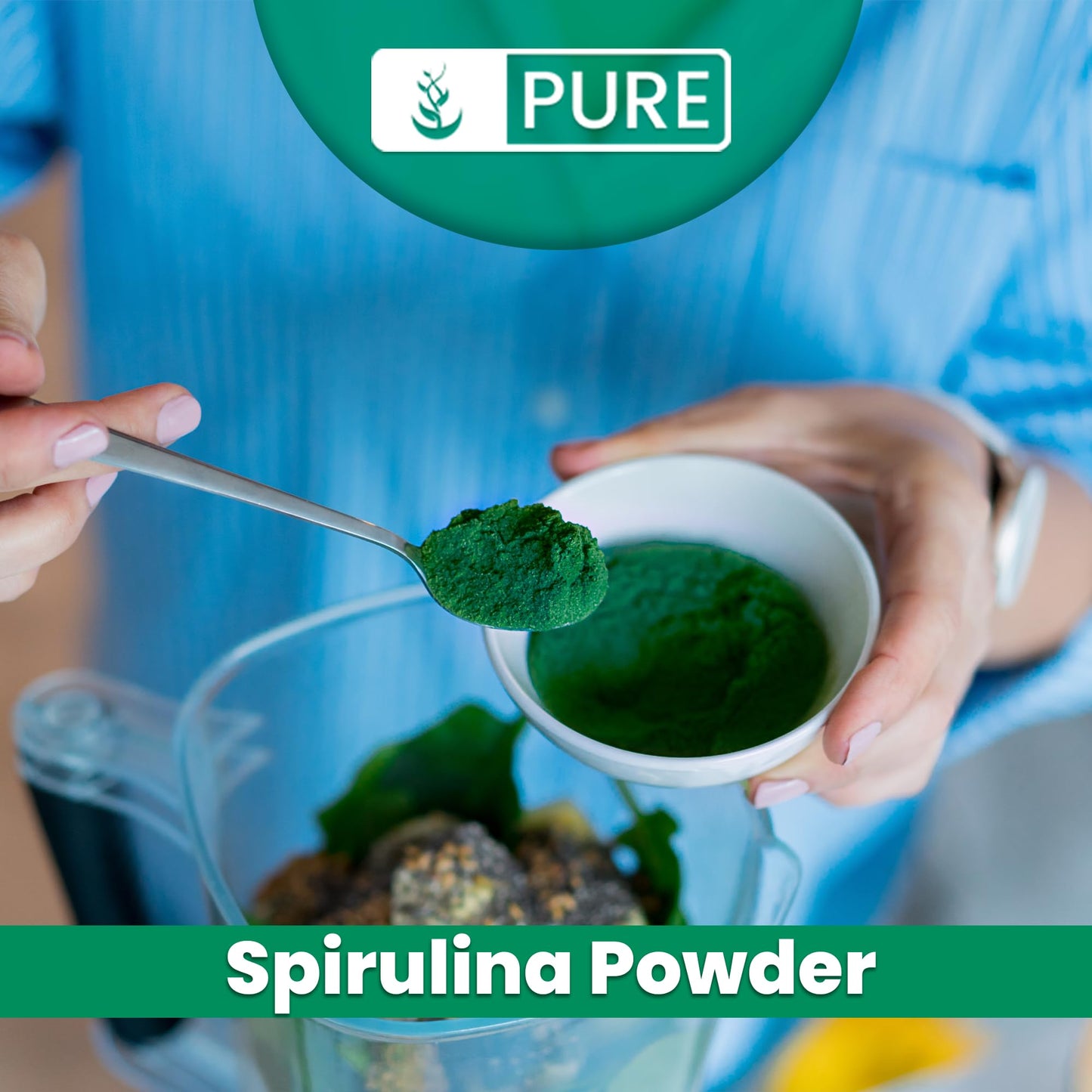PURE ORIGINAL INGREDIENTS Spirulina Powder Plant-Based Complete Protein, Non-GMO 8 Ounce