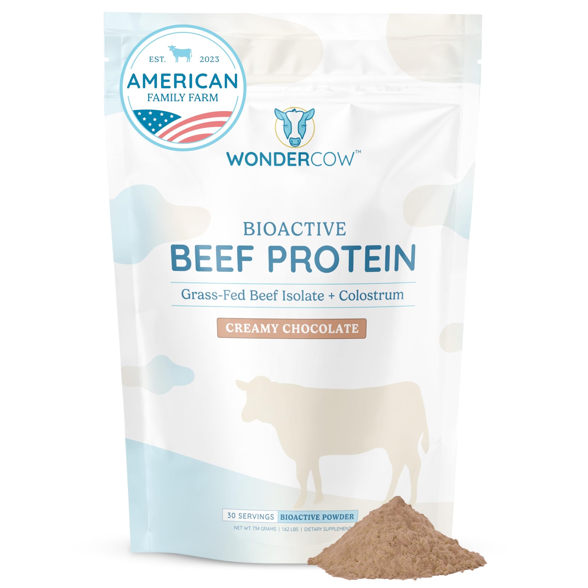 WONDERCOW Beef Protein Isolate Powder with Bovine Colostrum Supplement, 30 Servings