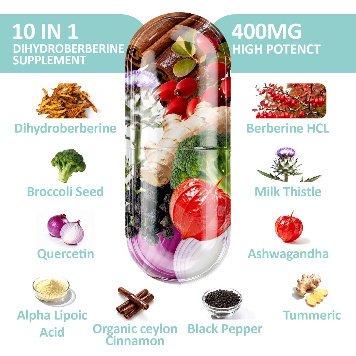 KUAFLY Dihydroberberine Supplement HCl 750mg Capsule, 60 Count