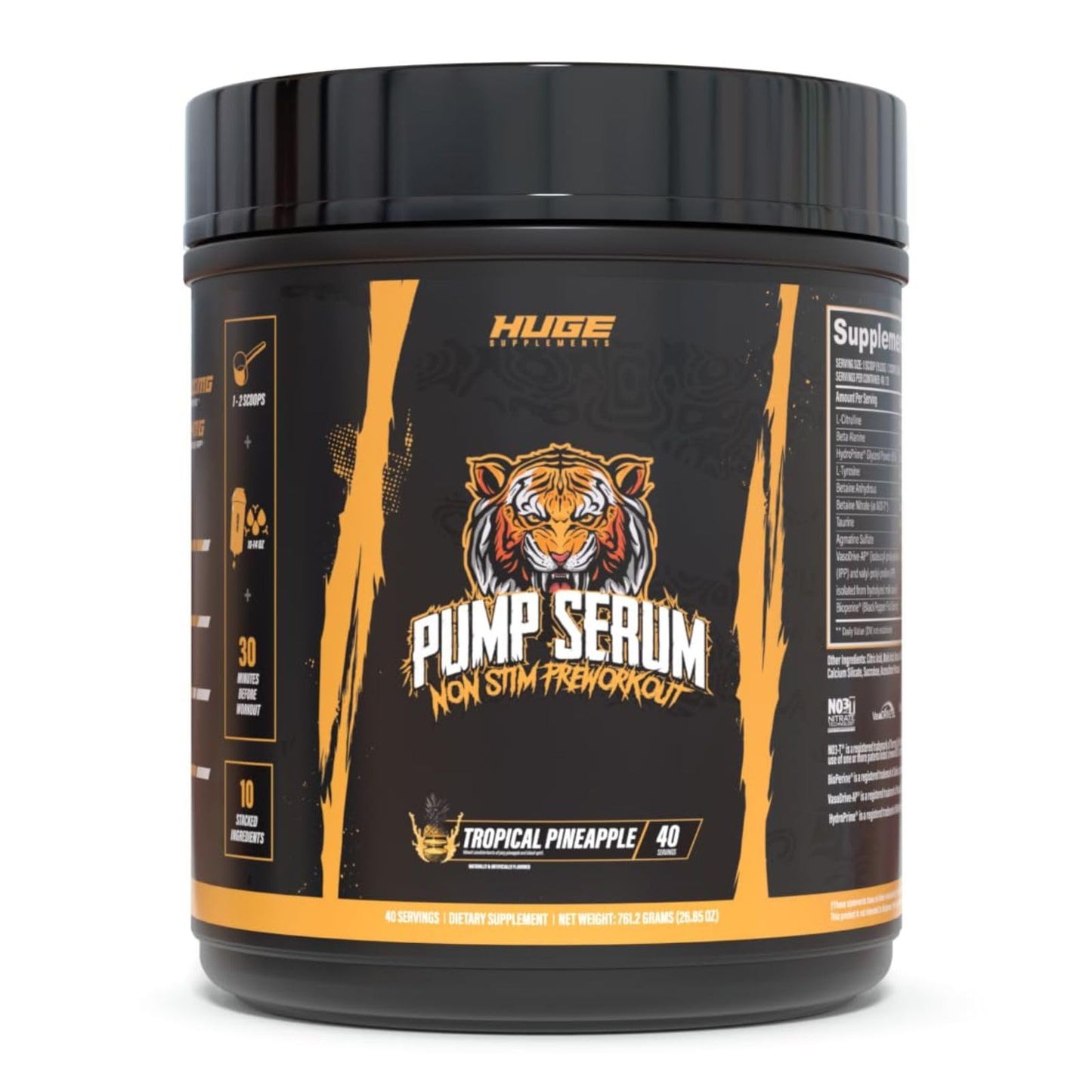 Huge Supplements Pump Serum Non Stim Pre-Workout Powder, 40 Servings