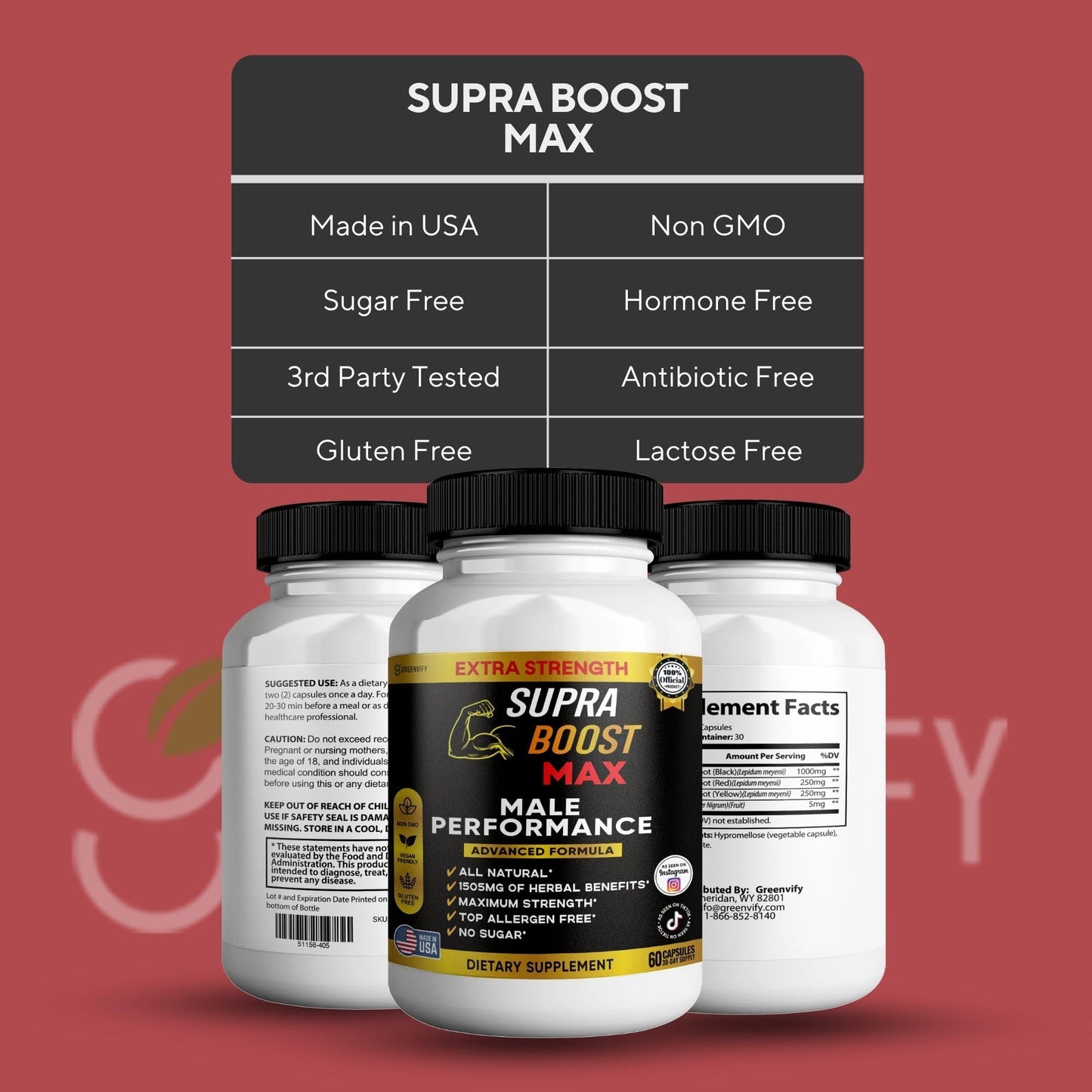 GREENVIFY Supra Boost Max Supplement 60 Capsules