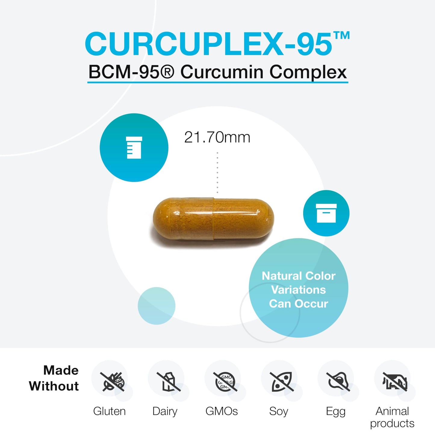 XYMOGEN CurcuPlex-95 Turmeric Curcumin Supplement for Daily Brain Support Enhanced Bioavailability, Non-GMO, Gluten-Free, Vegan, 60 Capsules