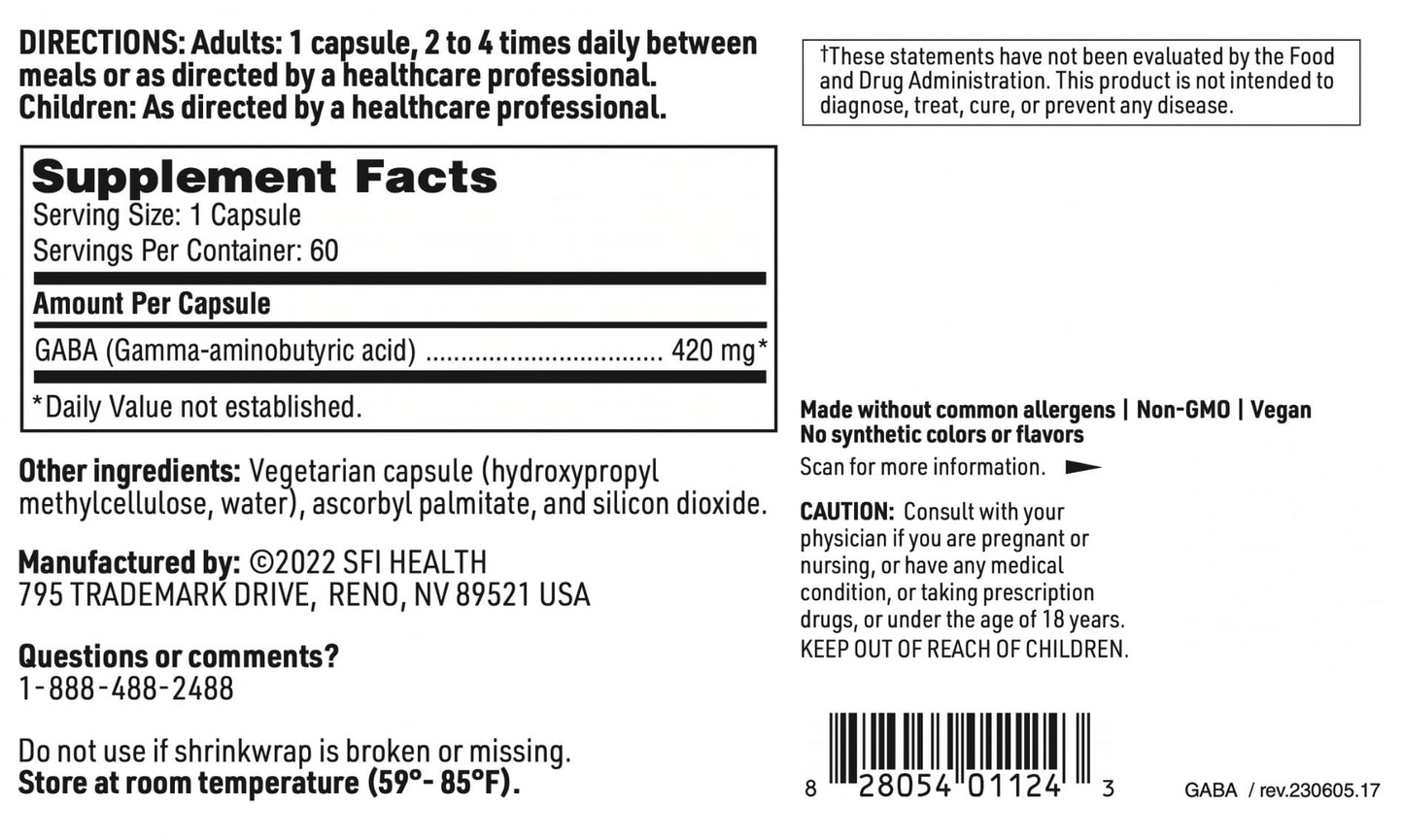 SFI Health GABA Capsule 60 Count