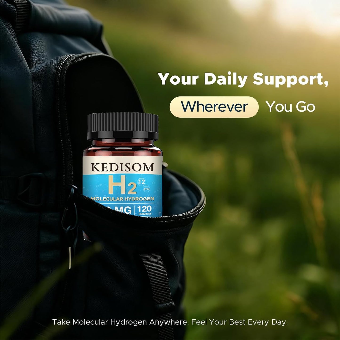 KEDISOM H2 Molecular Hydrogen with Elemental Magnesium Tablets, 120 Count