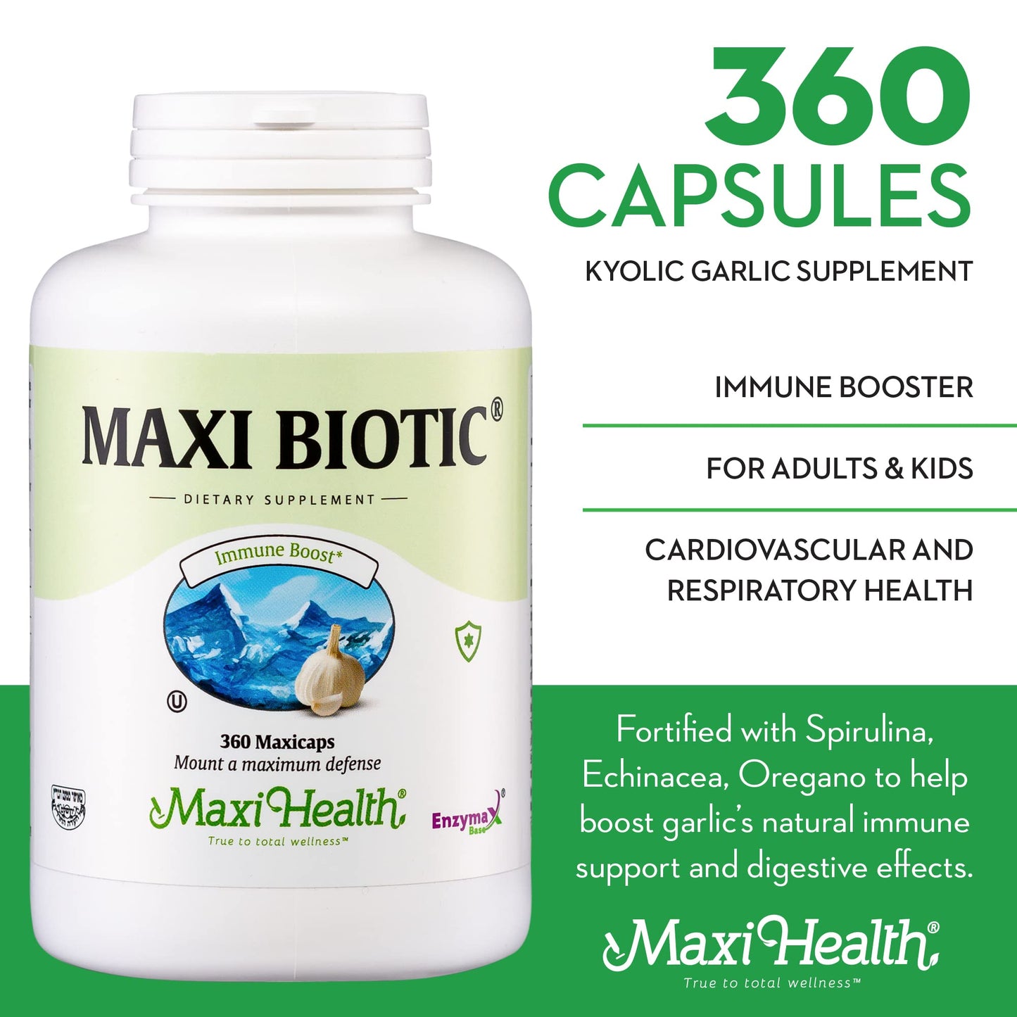 Maxi Health Maxi Biotic Aged Garlic Extract Capsules, 360 Capsules