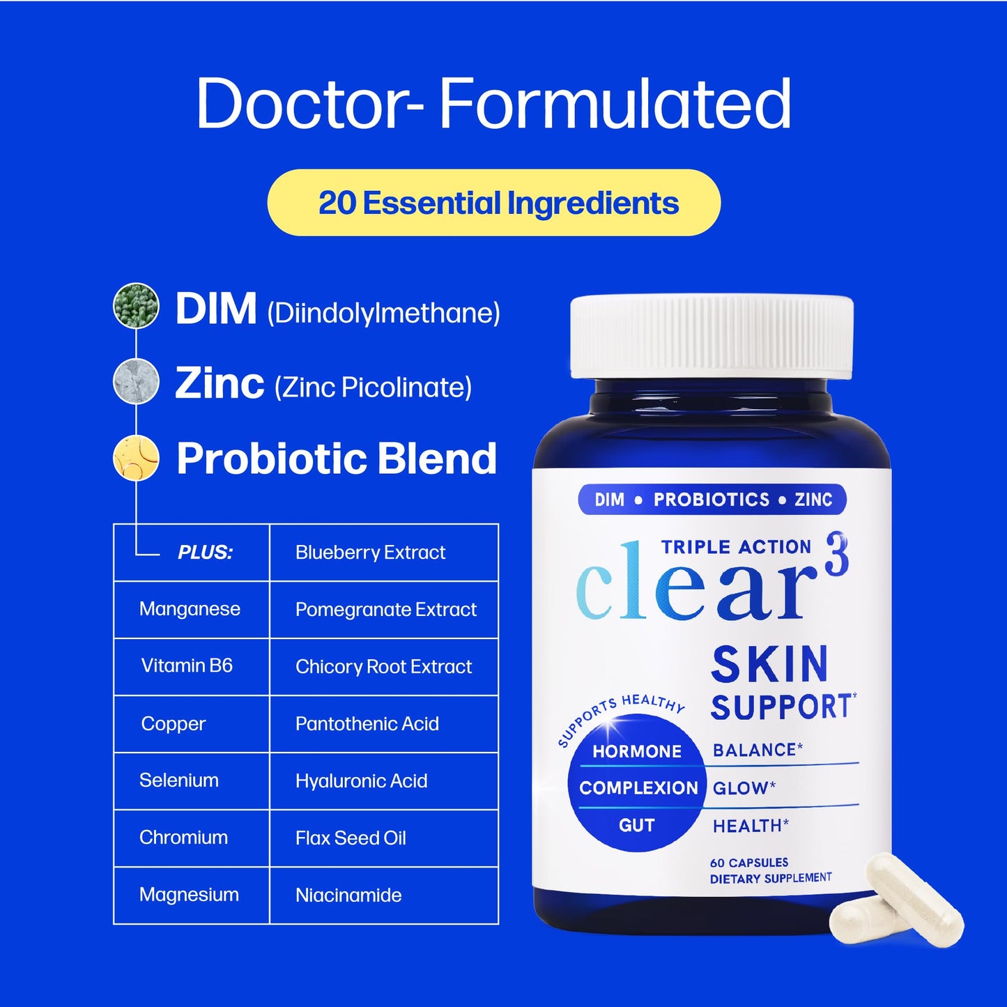 SMNutrition Clear Skin Supplement Acne Support 60 Capsules