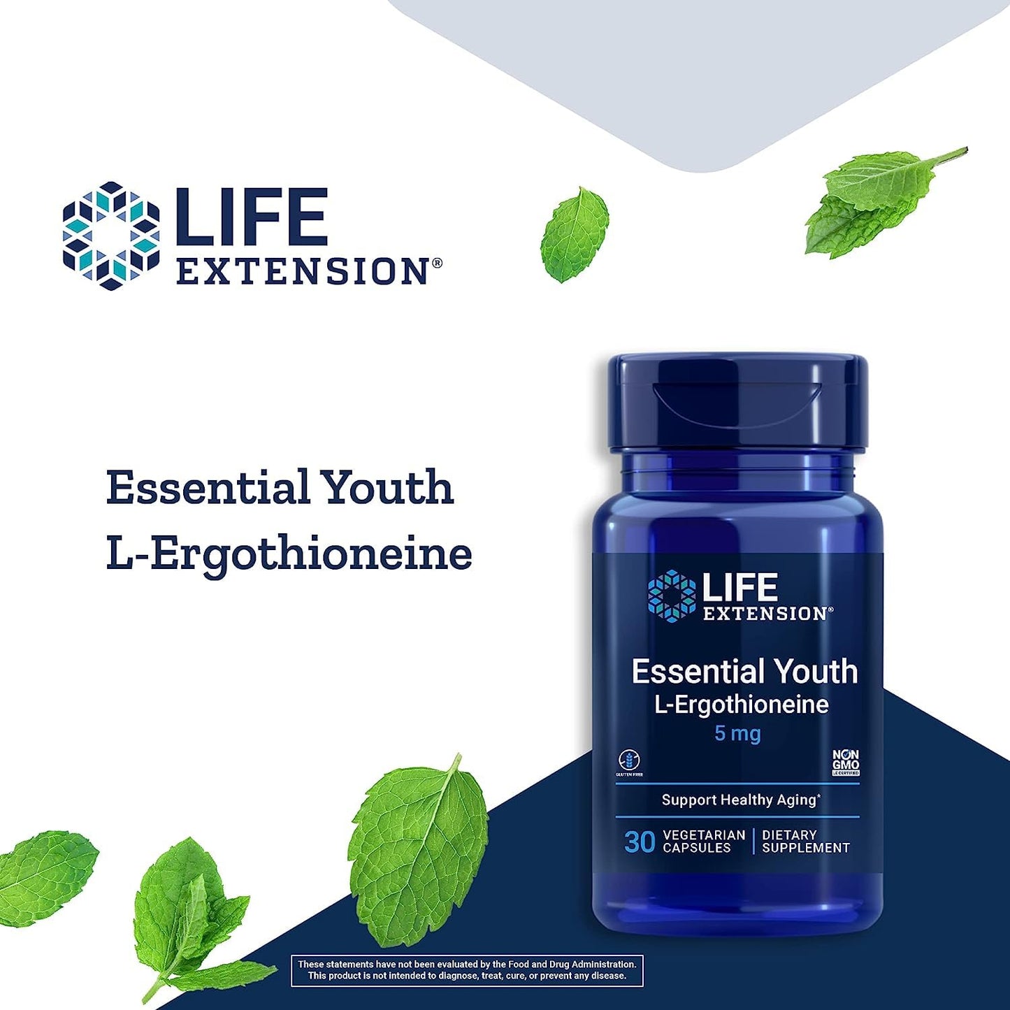 Life Extension Essential Youth L-Ergothioneine and Bio-Fisetin Cellular Health Capsules, 60 Count