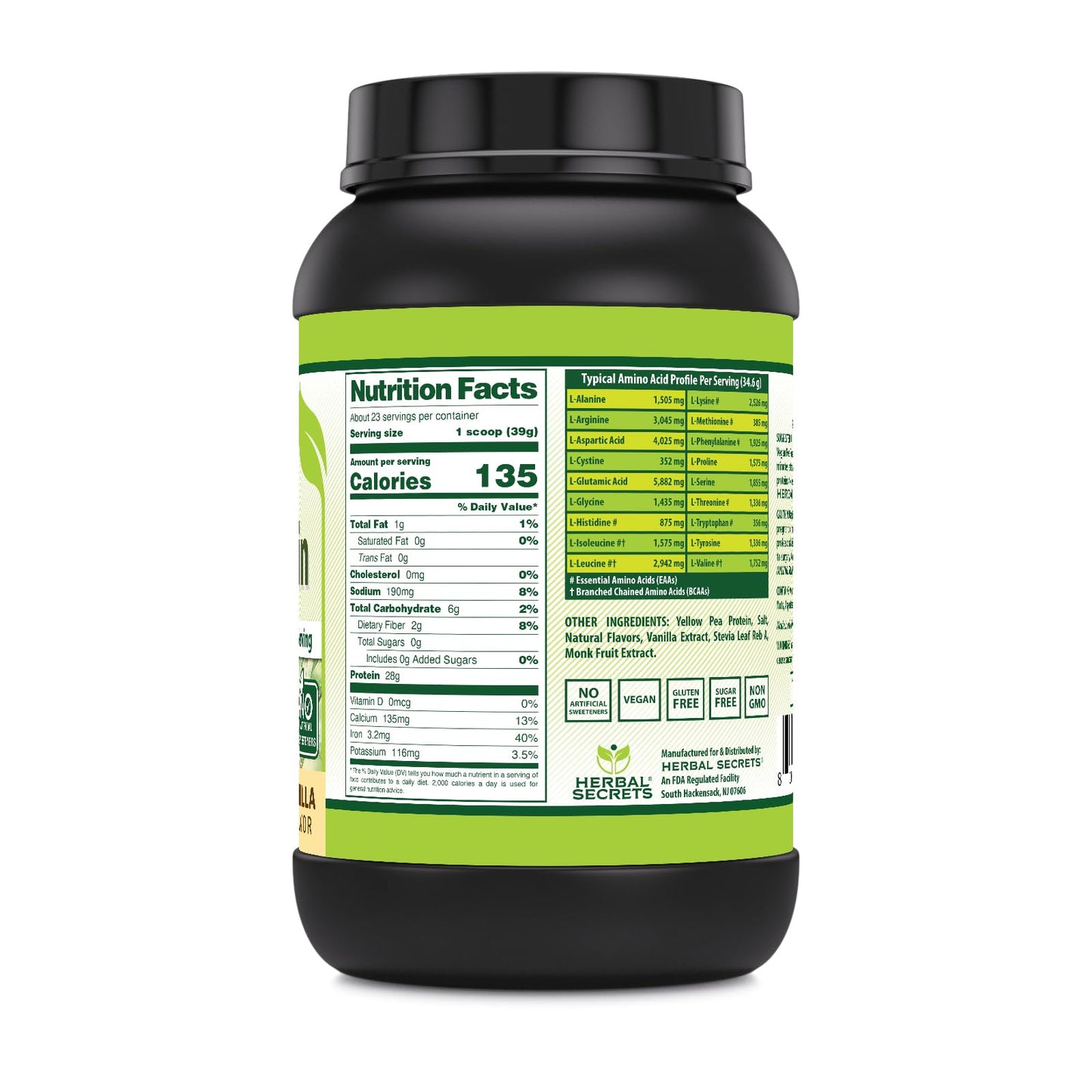 Herbal Secrets Vegan Protein Powder Vanilla 32 Servings