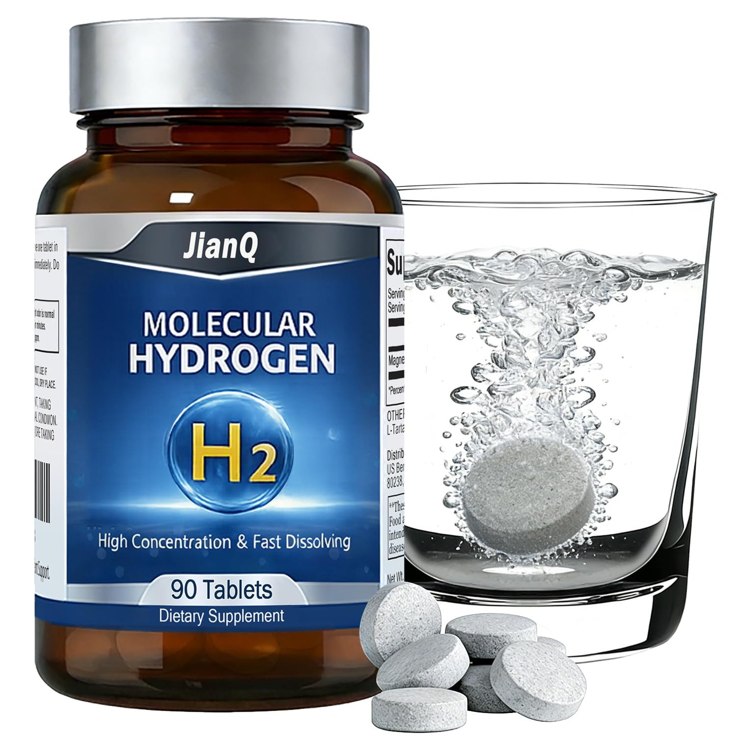JianQ Hydrogen Water Tablets with Magnesium, 90 Capsules