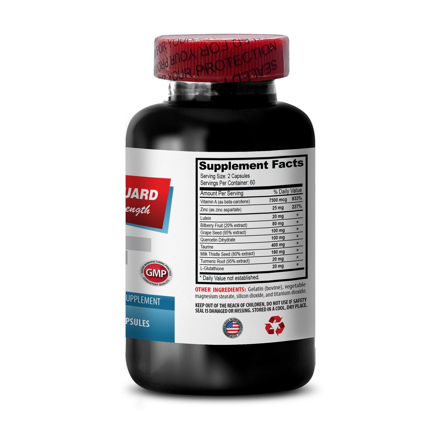 SPORT SUPPLEMENTS Eye Formula Lutein & Zeaxanthin Eye Vision Guard Extra Strength Bilberry 180 Capsules