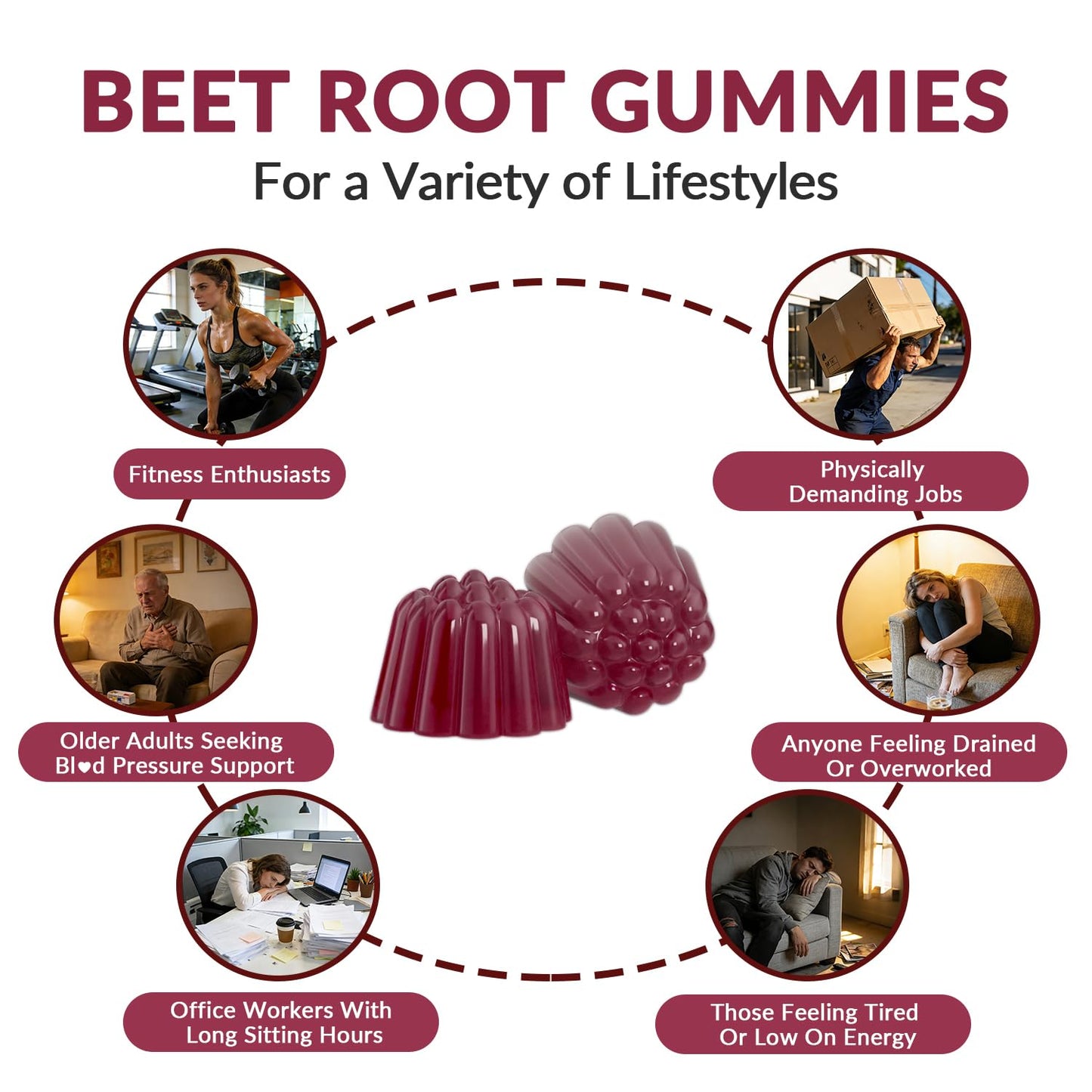 WEEVIT Beet Root Gummies with CoQ10, Grape Seed, Hawthorn, Hibiscus 60 Count