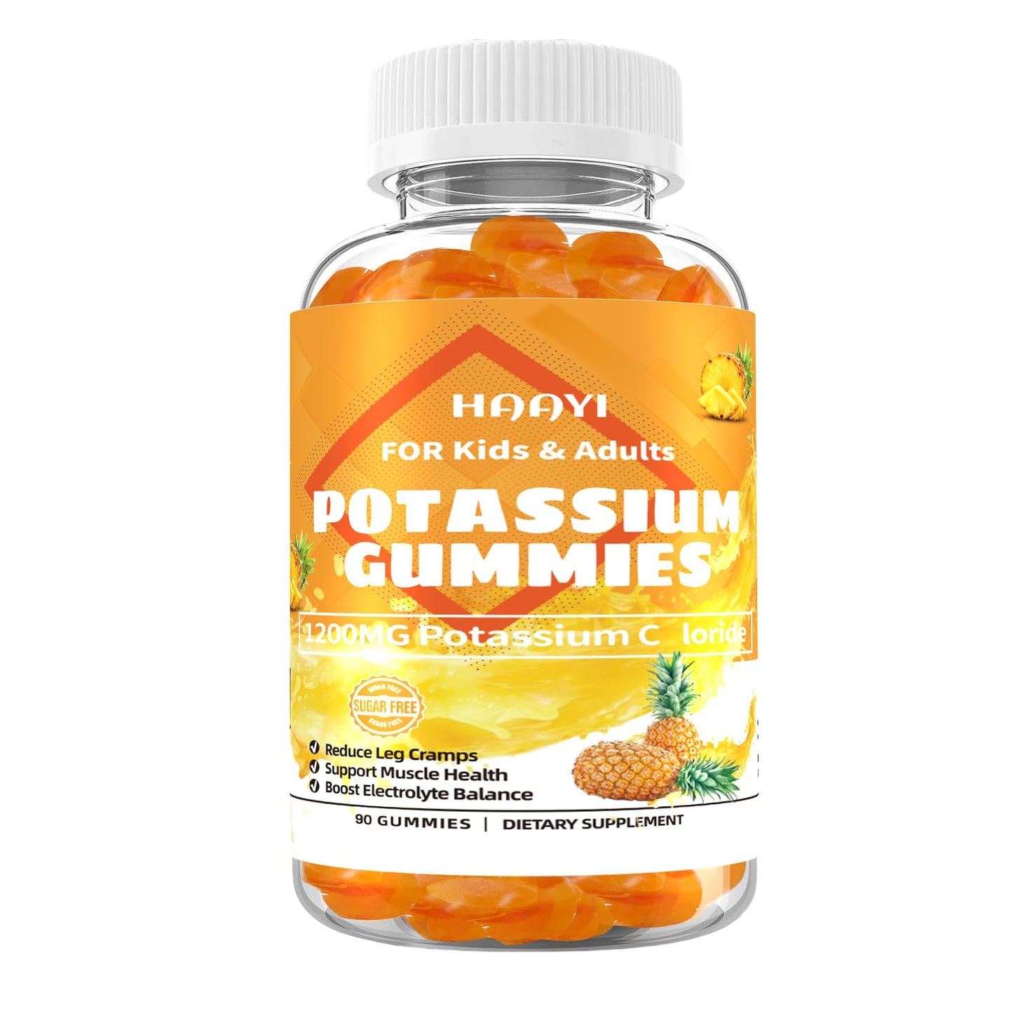 HAAYI Potassium Chloride Supplement Gummies 1200mg, 90 Count