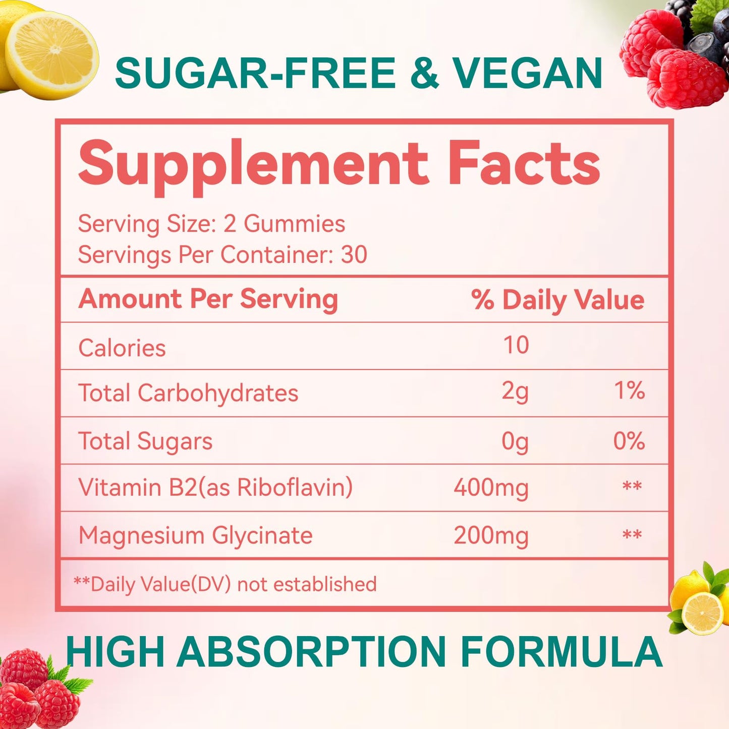 EAZGOO Vitamin B2 (Riboflavin) 400mg Supplement with Magnesium Gummies, 60 Count