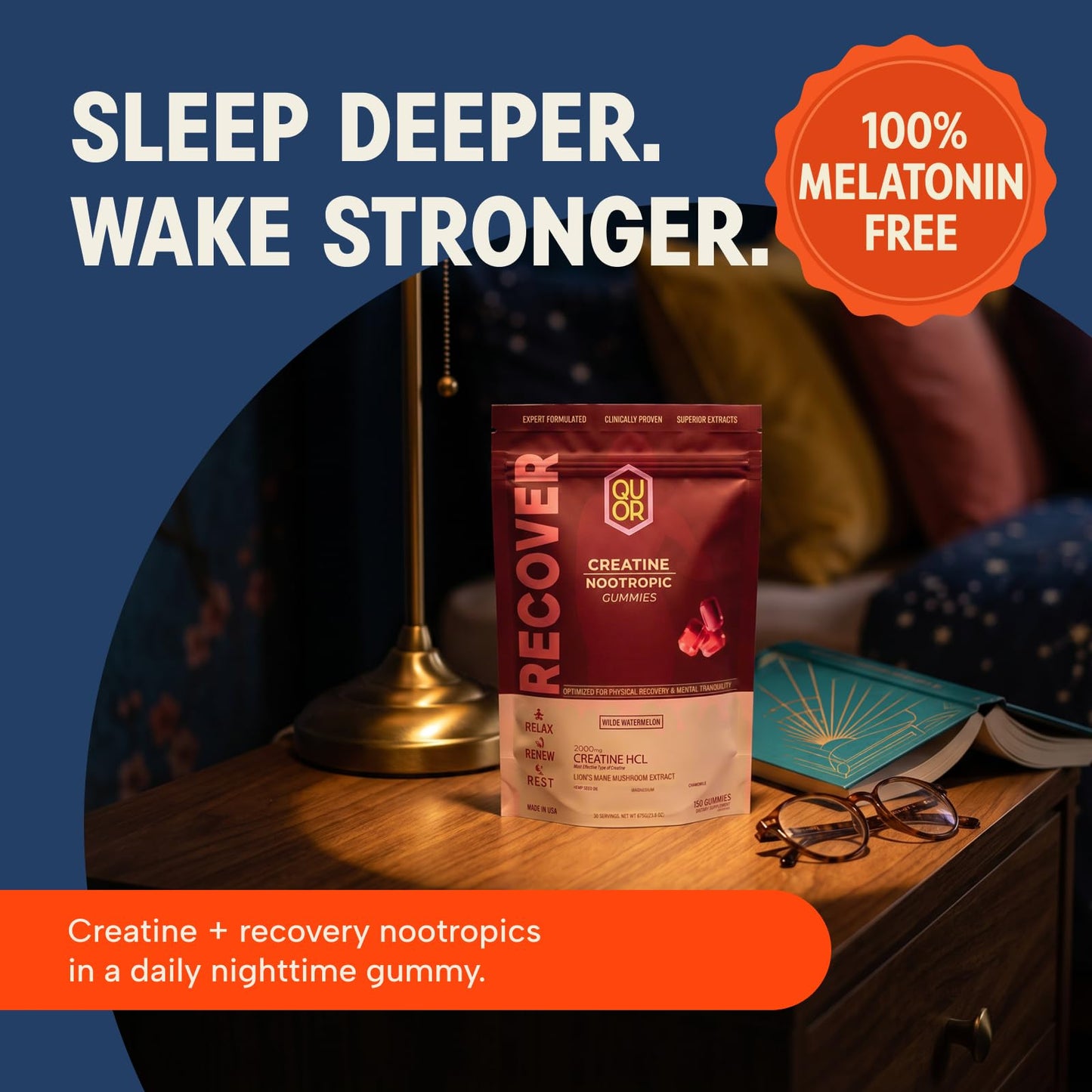 QUOR Recovery Gummies & Magnesium Gummies for Sleep, Women & Men 60 Count