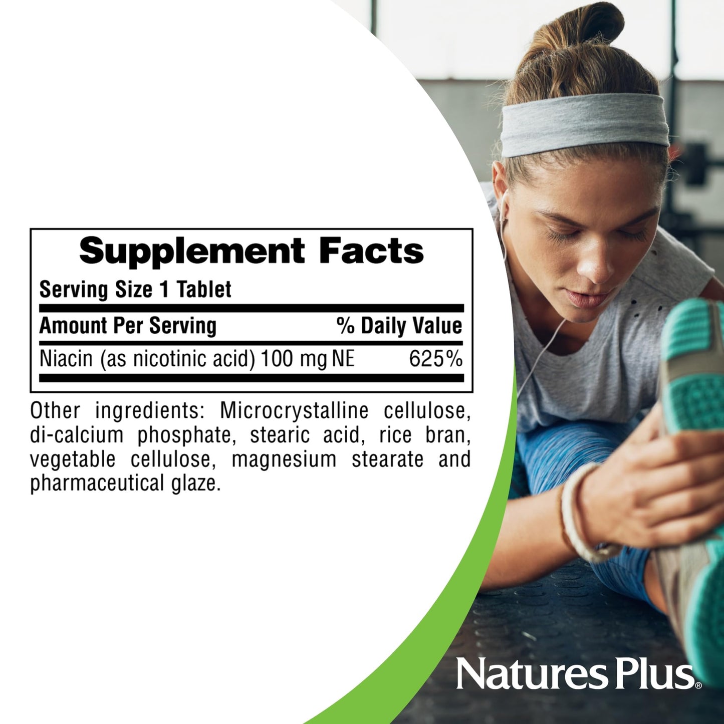 NaturesPlus Niacin 100 mg High Potency Vitamin B3 Supplement Tablets 90 Count