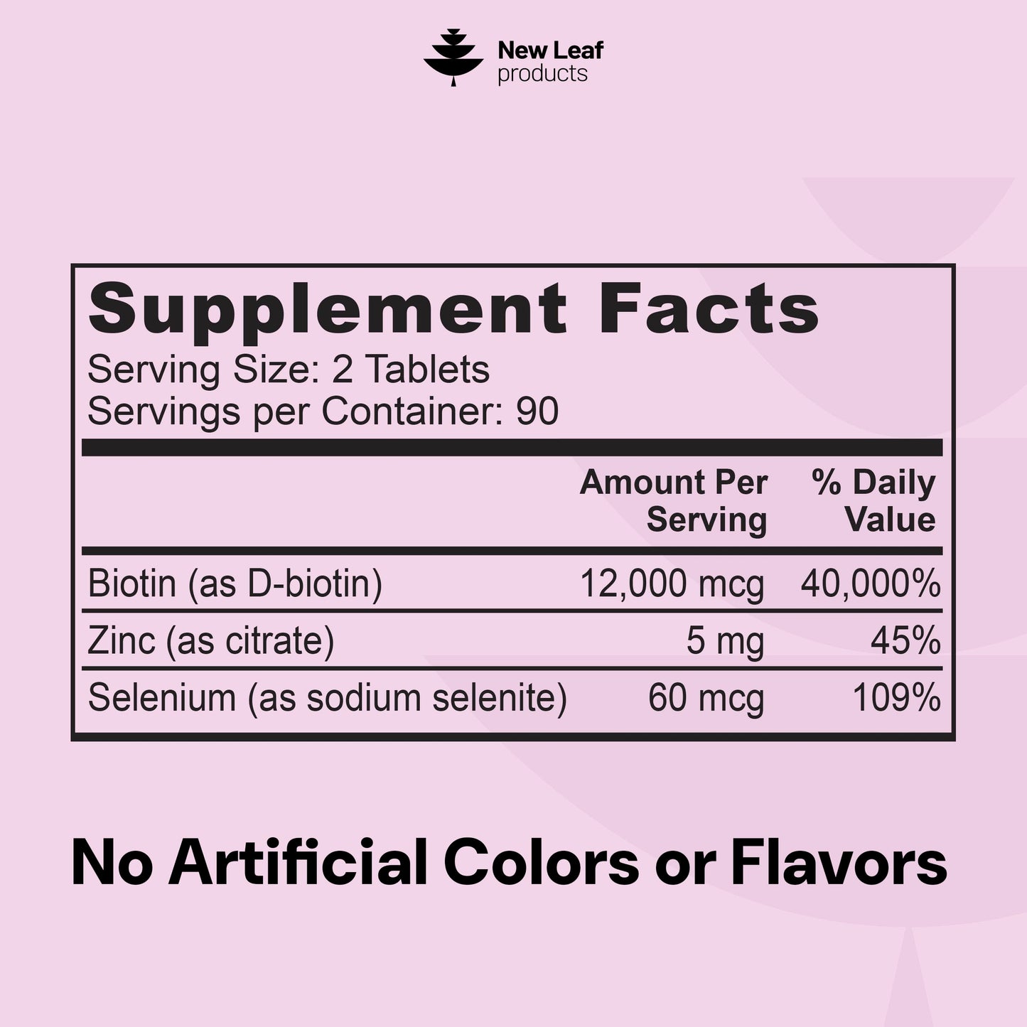 New Leaf Products Biotin Hair Skin and Nails Vitamins 12000mcg High Strength Tablet, 180 Tablets