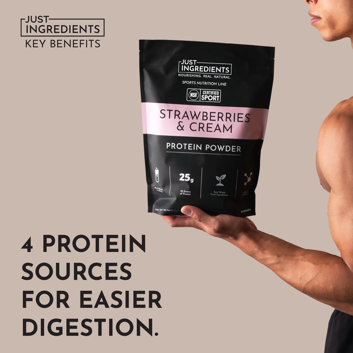 JUST INGREDIENTS Strawberries and Cream Protein Powder (39.7)