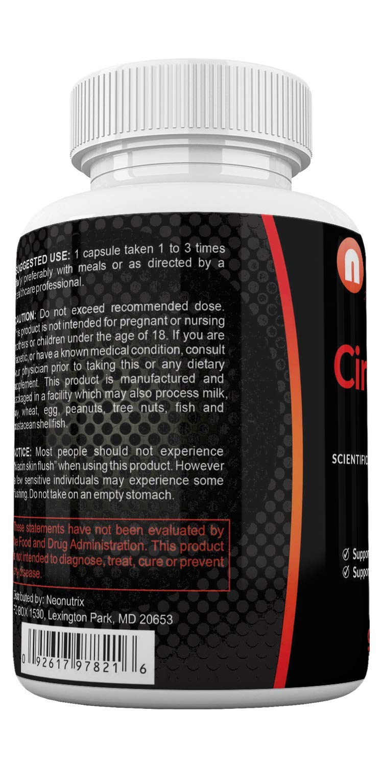 Neonutrix Nutrition, Science, Research Blood Circulation Health Supplement for Vein Health & Artery Health with L-Arginine, Ginger Root, Hawthorn & Diosmin Capsules 90 Count
