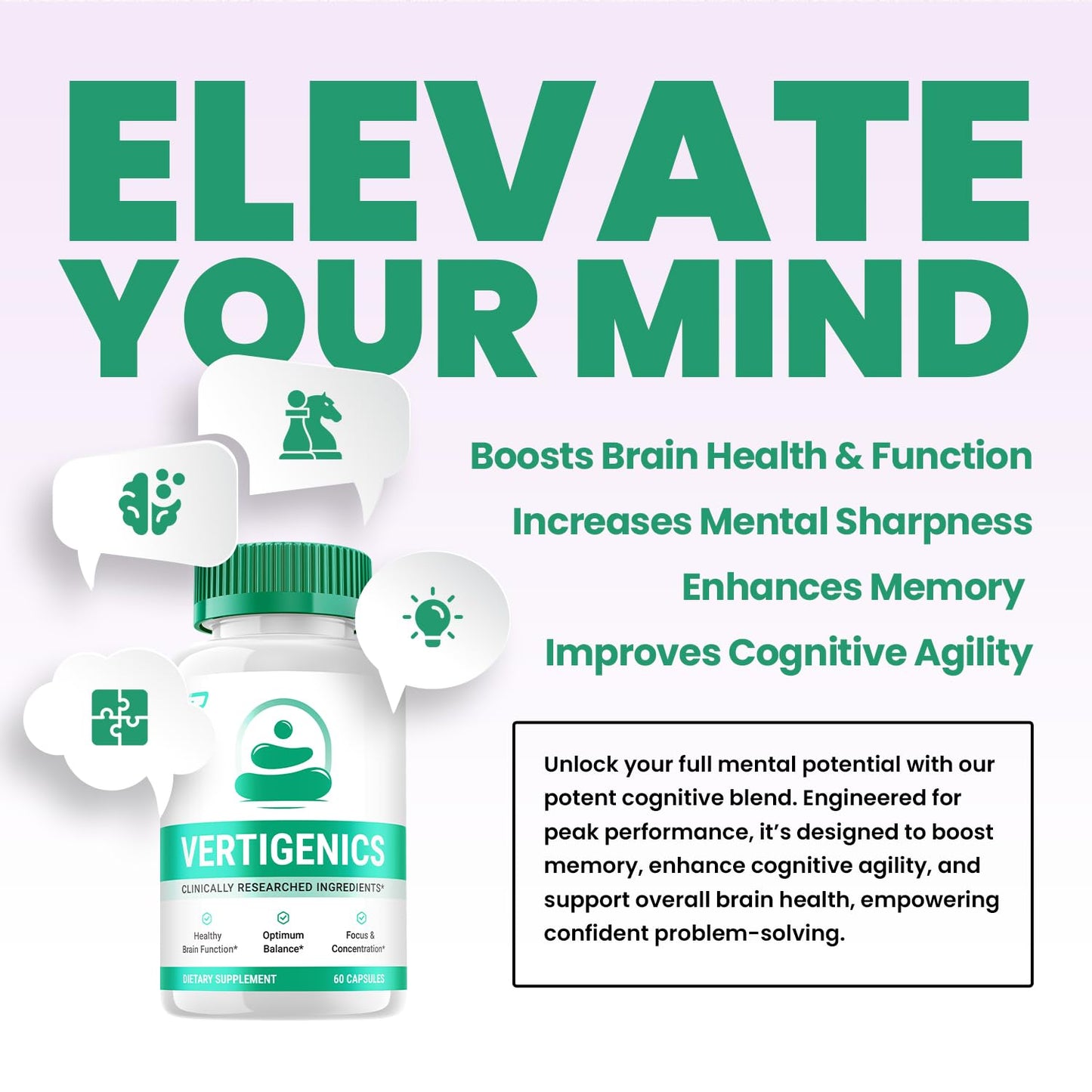 Indelo Vertigenics Brain Supplement Capsules, 120 Capsules