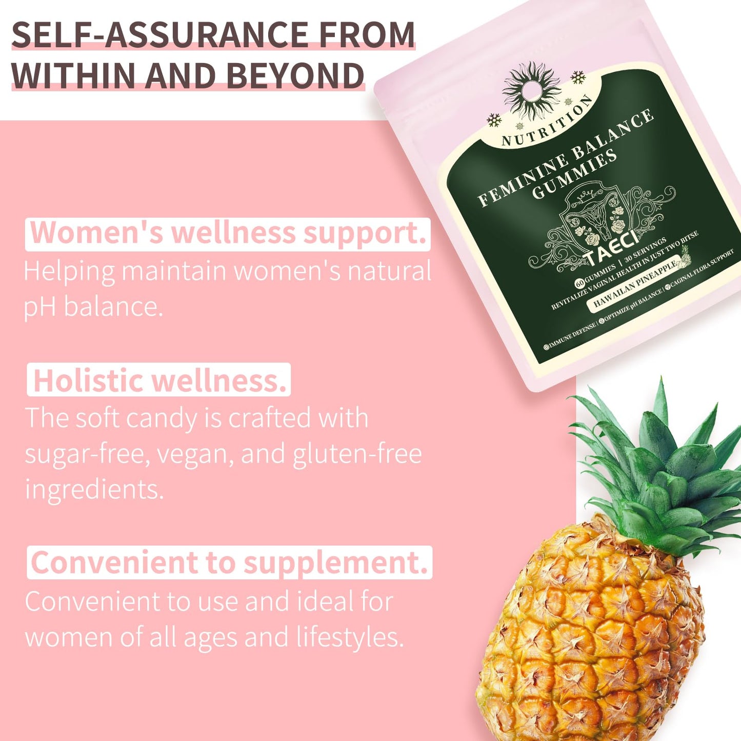 Taeci Feminine Balance Gummies for Women's Health, 60-Count (Pack of 3)