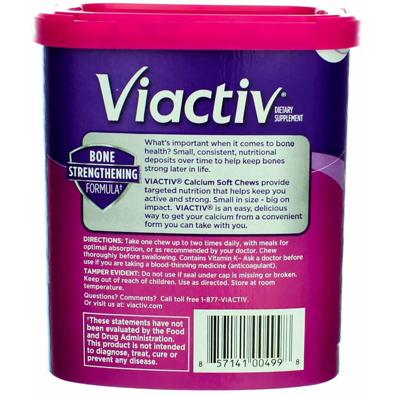 Viactiv Max Formula Calcium +Vitamin D3 Supplement for Bone Health Milk Chocolate Soft Chews 600