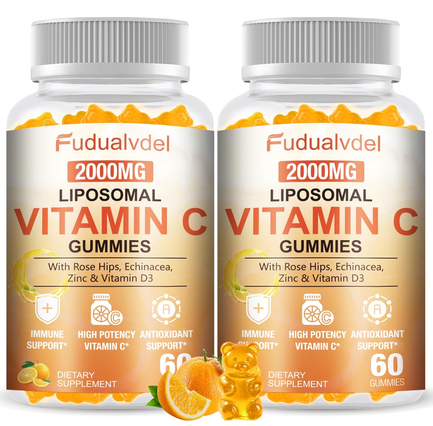 Fudualvdel Liposomal Vitamin C Gummies, Immune Support, 120 Gummies
