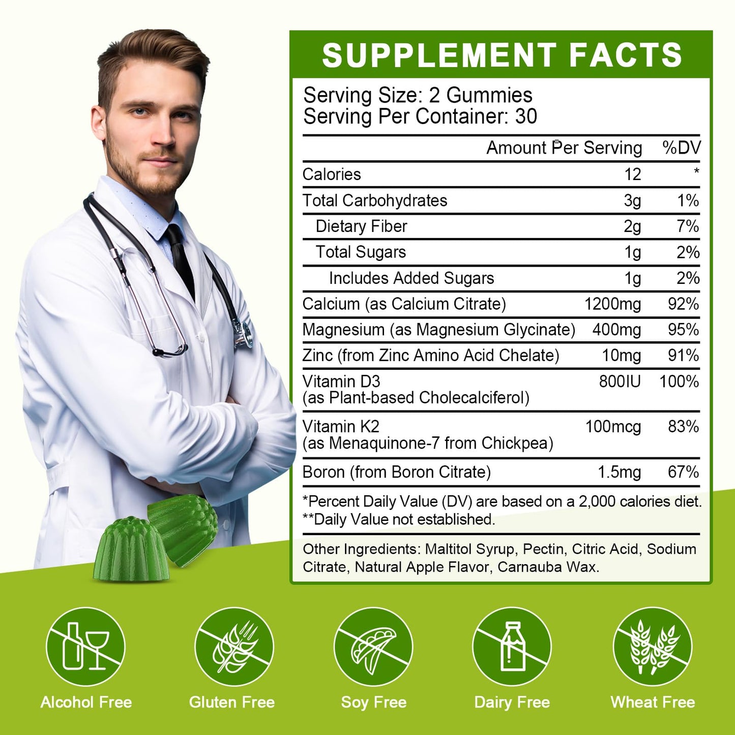 WOGORGT Calcium Citrate 1200mg with Vitamin D3 Gummies, 120 Gummies