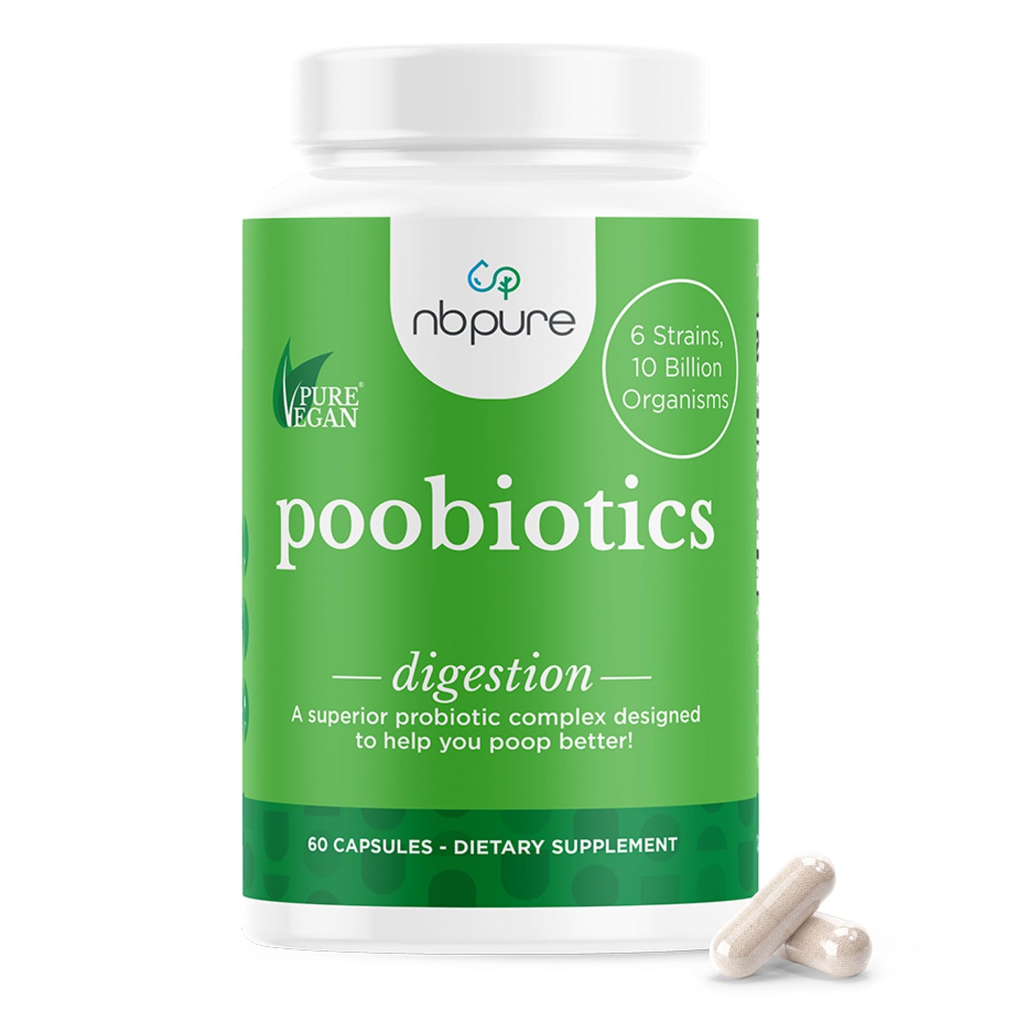 nbpure Poobiotics Vegan Pre & Probiotics 60 Capsules
