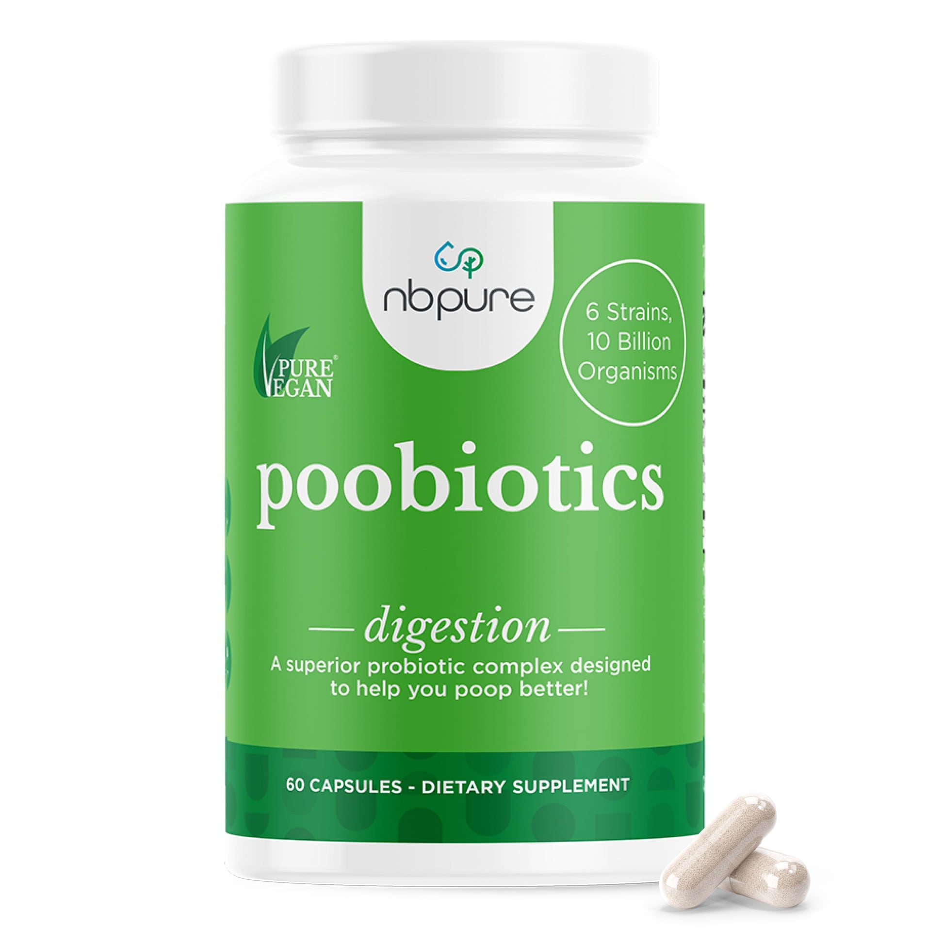 nbpure Poobiotics Vegan Pre & Probiotics 60 Capsules