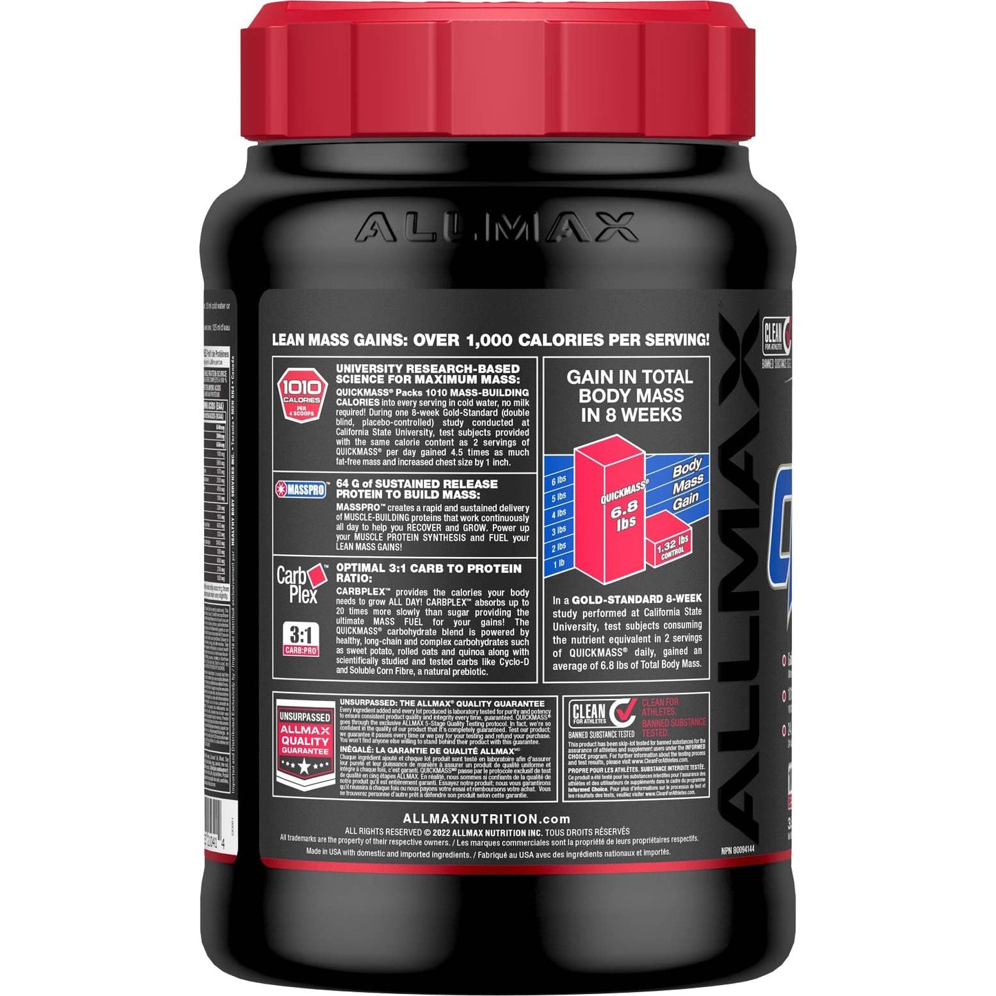 ALLMAX QUICKMASS Mass Gainer Powder Vanilla 56