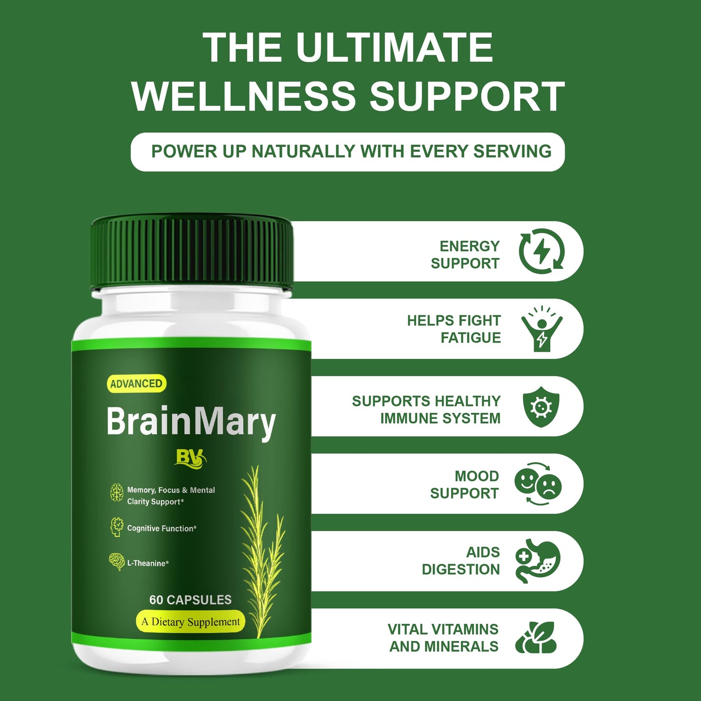 BLUE VIBE Brain Mary Advanced Memory Support 120 Capsules