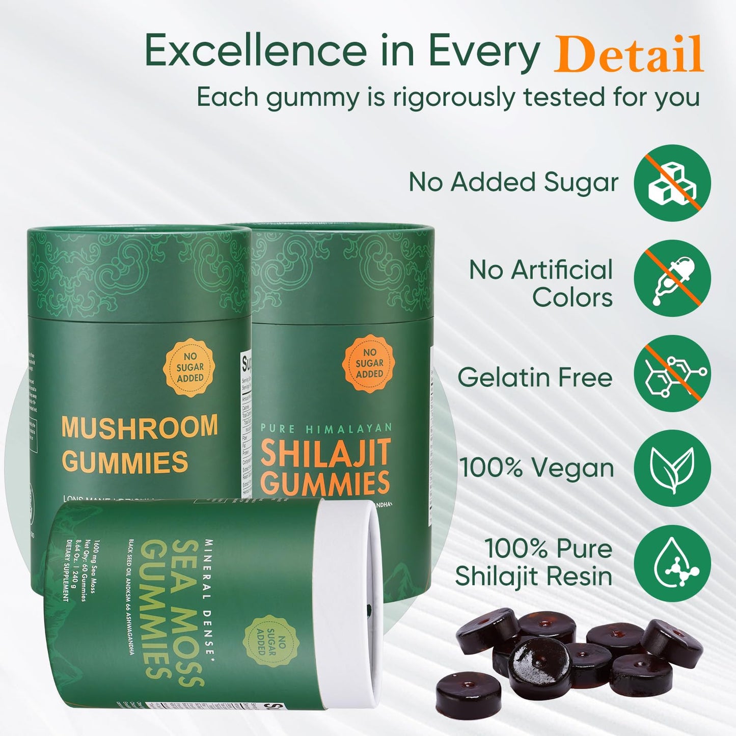 Xuore Shilajit, Sea Moss & Mushroom Gummies with Lions Mane, Reishi, Cordyceps, Ashwagandha, 75%+ Fulvic Acid, 92+ Minerals All in 1 Supplements, Gummy, 1 Count
