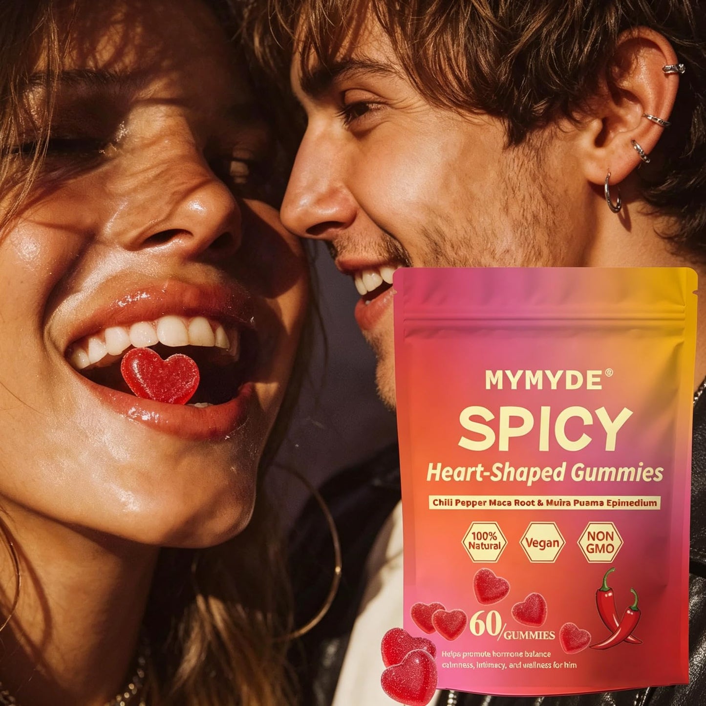 MYMYDE Spicy Square Heart Shape Gummies Gummy 60 Count