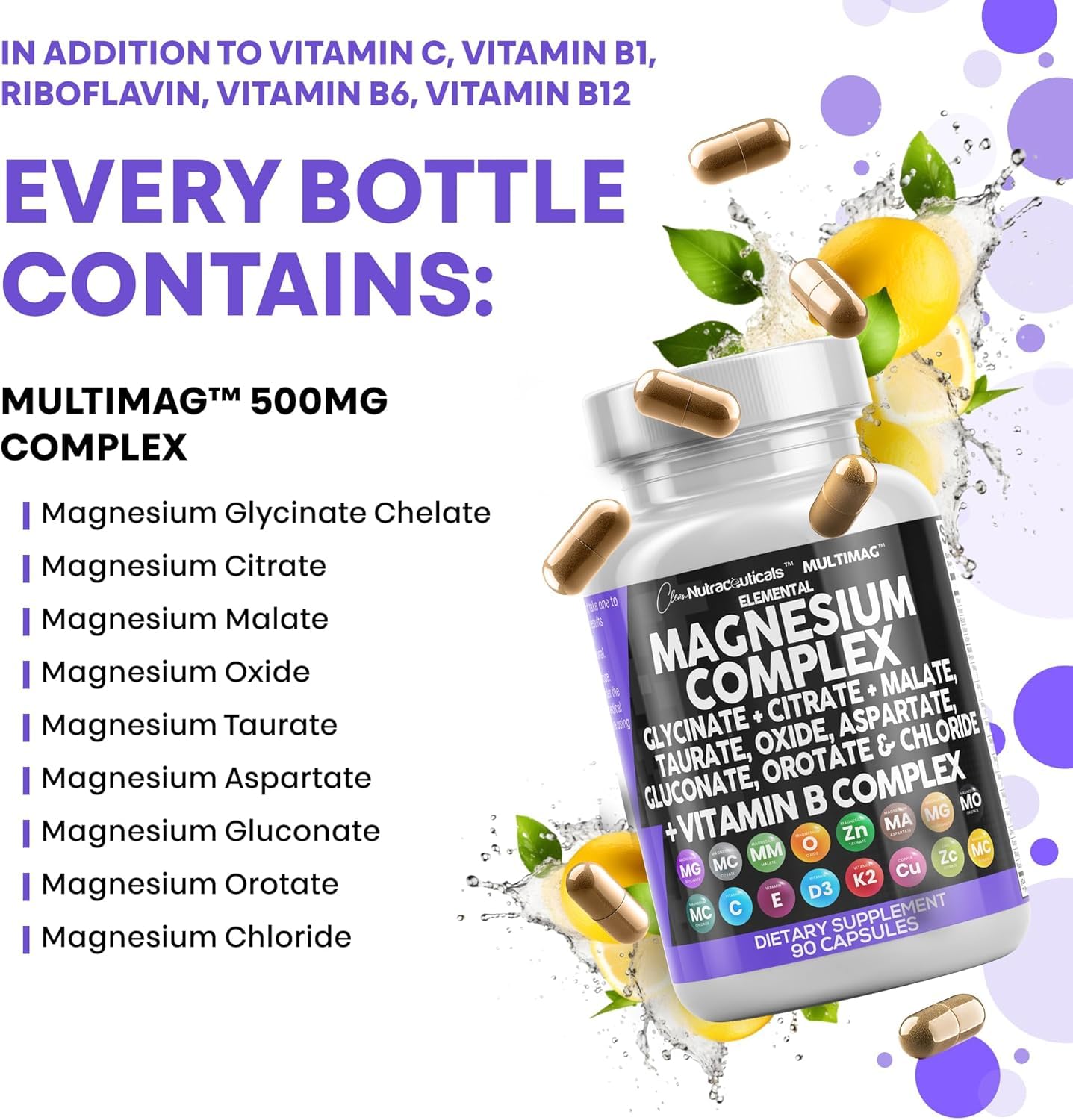 Clean Nutraceuticals Magnesium Complex Capsules 90 Count