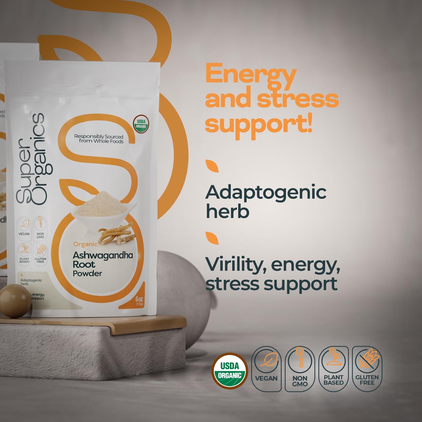 Super Organics Ashwagandha Root Powder 6 oz