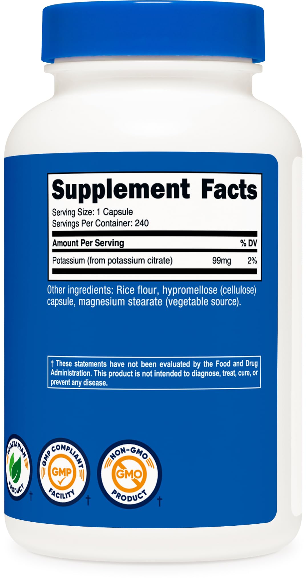 Nutricost Potassium Citrate 99mg Capsules, 240 Count