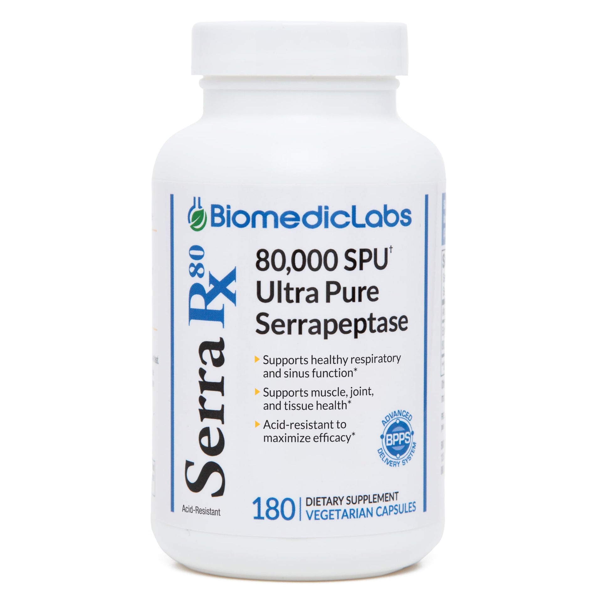Biomedic Labs RX Serra-RX 80,000 SU Serrapeptase Veg Capsules 180 Count
