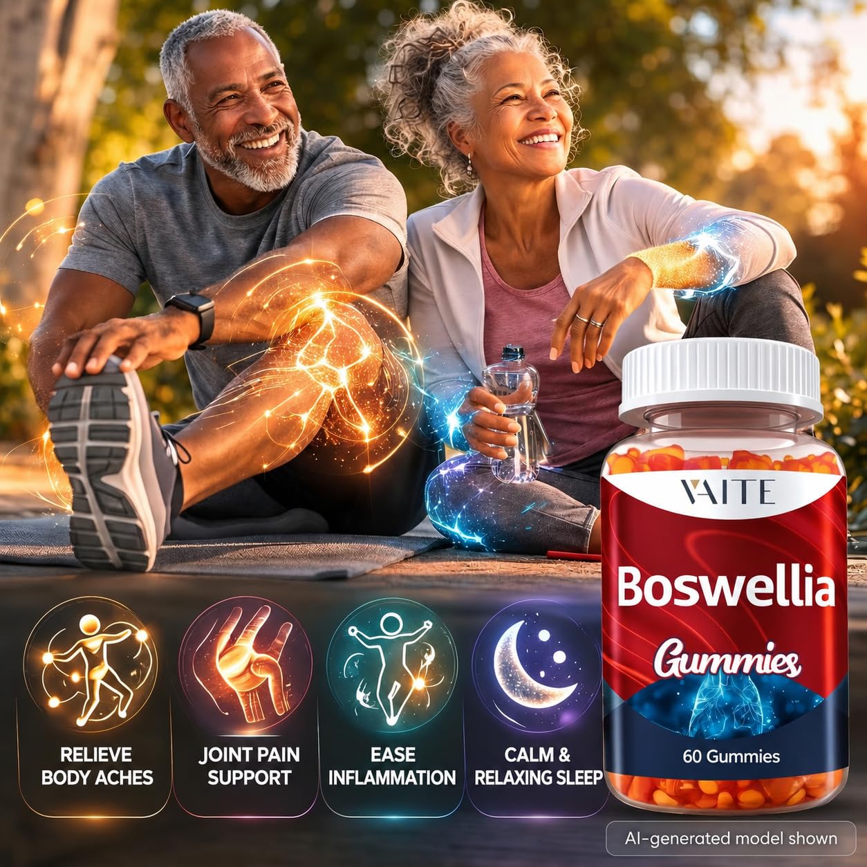 VAITE Boswellia Serrata Gummies 1200mg - Indian Frankincense Extract with Boswellic Acid, 60 Gummies