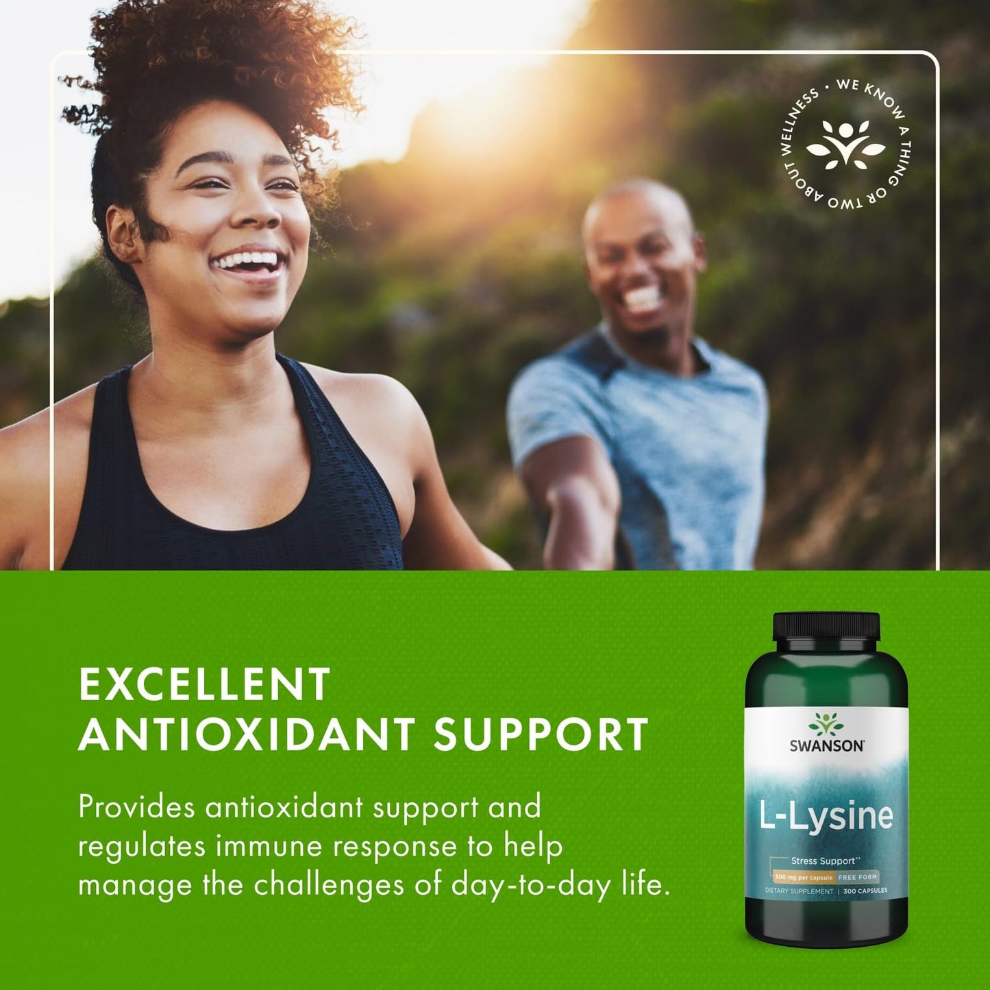 Swanson L-Lysine Amino Acid 500 mg, 600 Capsules